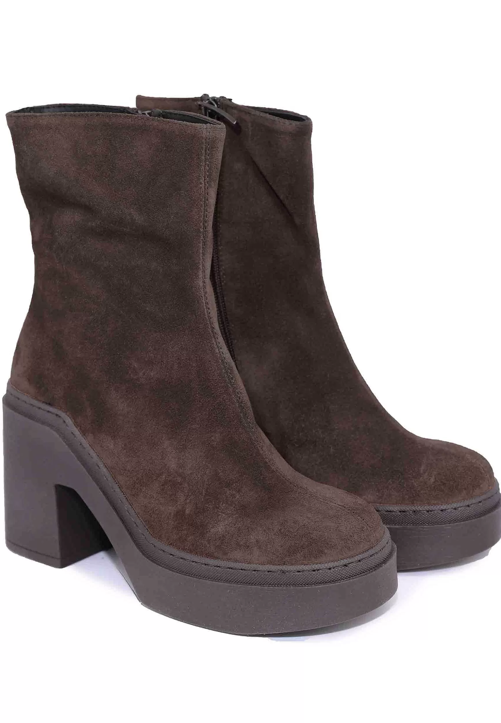 Stivaletti Donna In Camoscio Testa Di Moro Con Zeppa In Gomma*Poesie Veneziane Discount