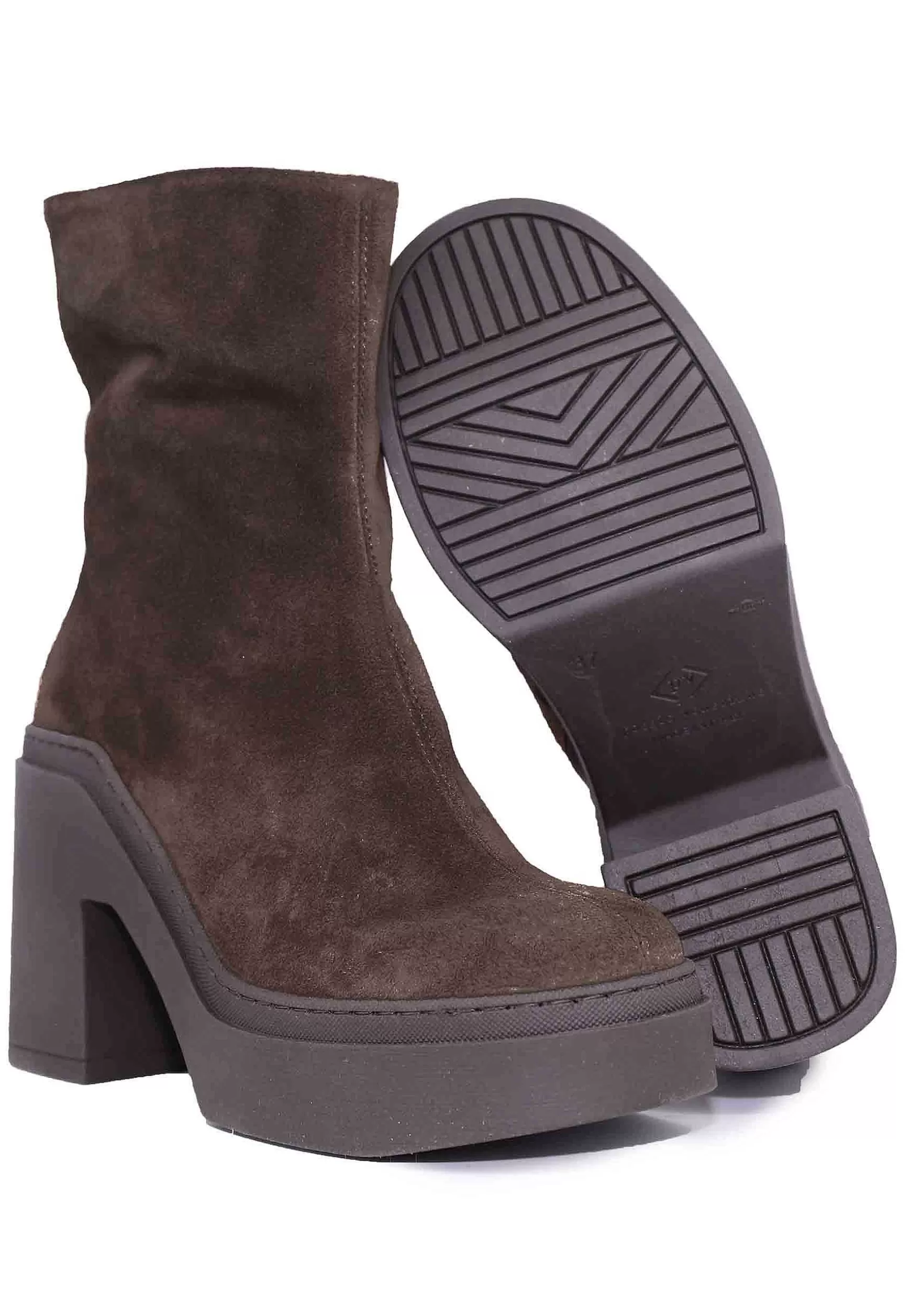 Stivaletti Donna In Camoscio Testa Di Moro Con Zeppa In Gomma*Poesie Veneziane Discount