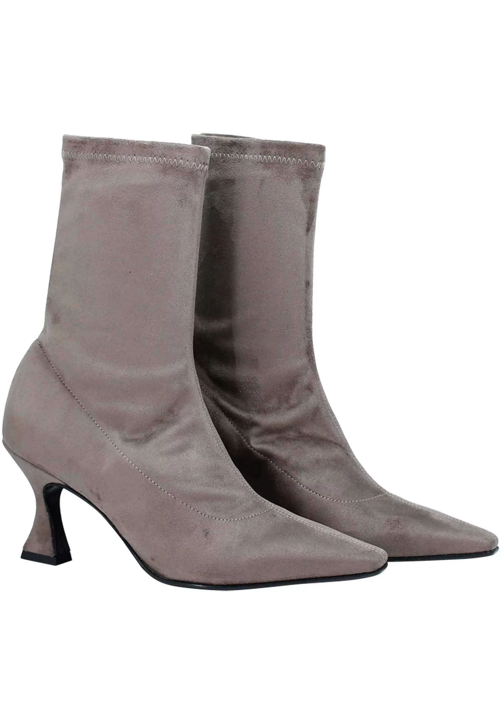 Stivaletti Donna In Eco Camoscio Elasticizzato Taupe Con Punta Quadra*Fabio Rusconi Cheap