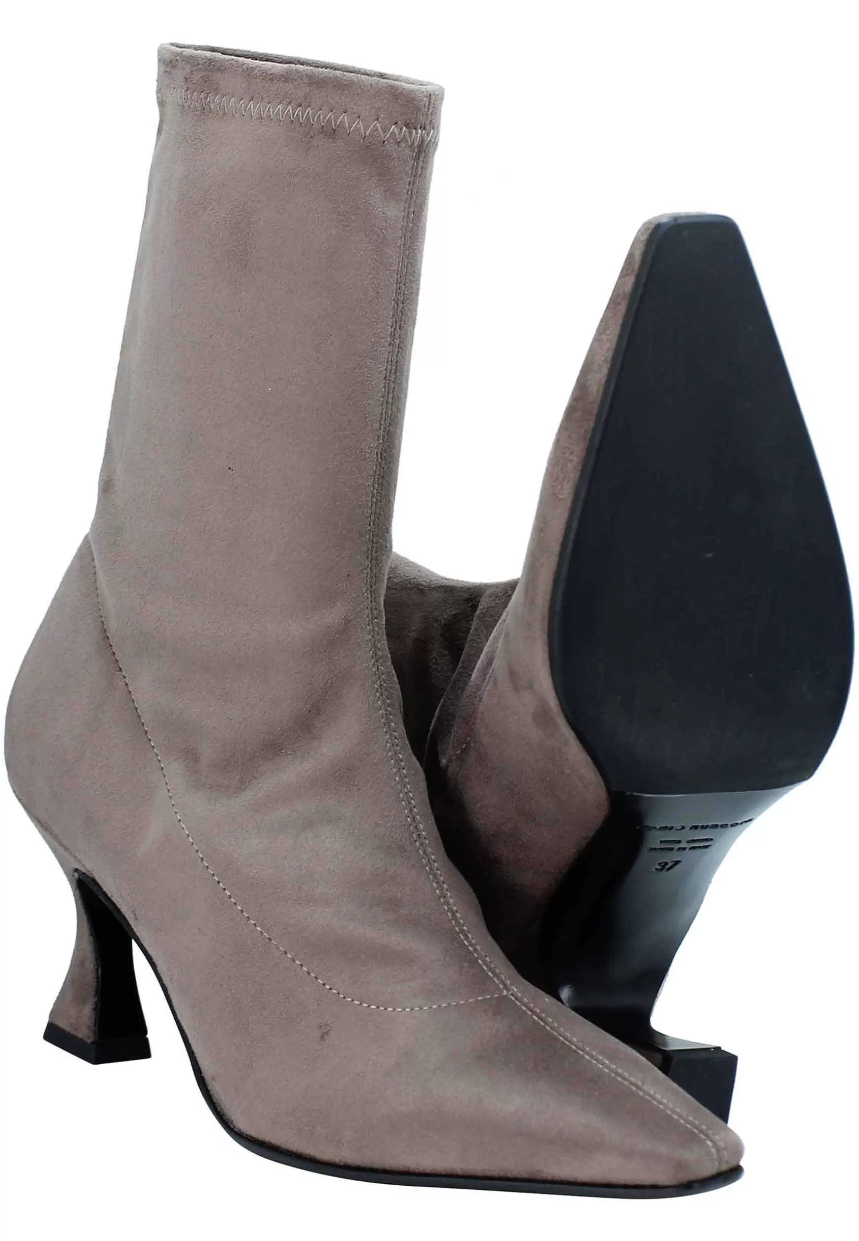 Stivaletti Donna In Eco Camoscio Elasticizzato Taupe Con Punta Quadra*Fabio Rusconi Cheap