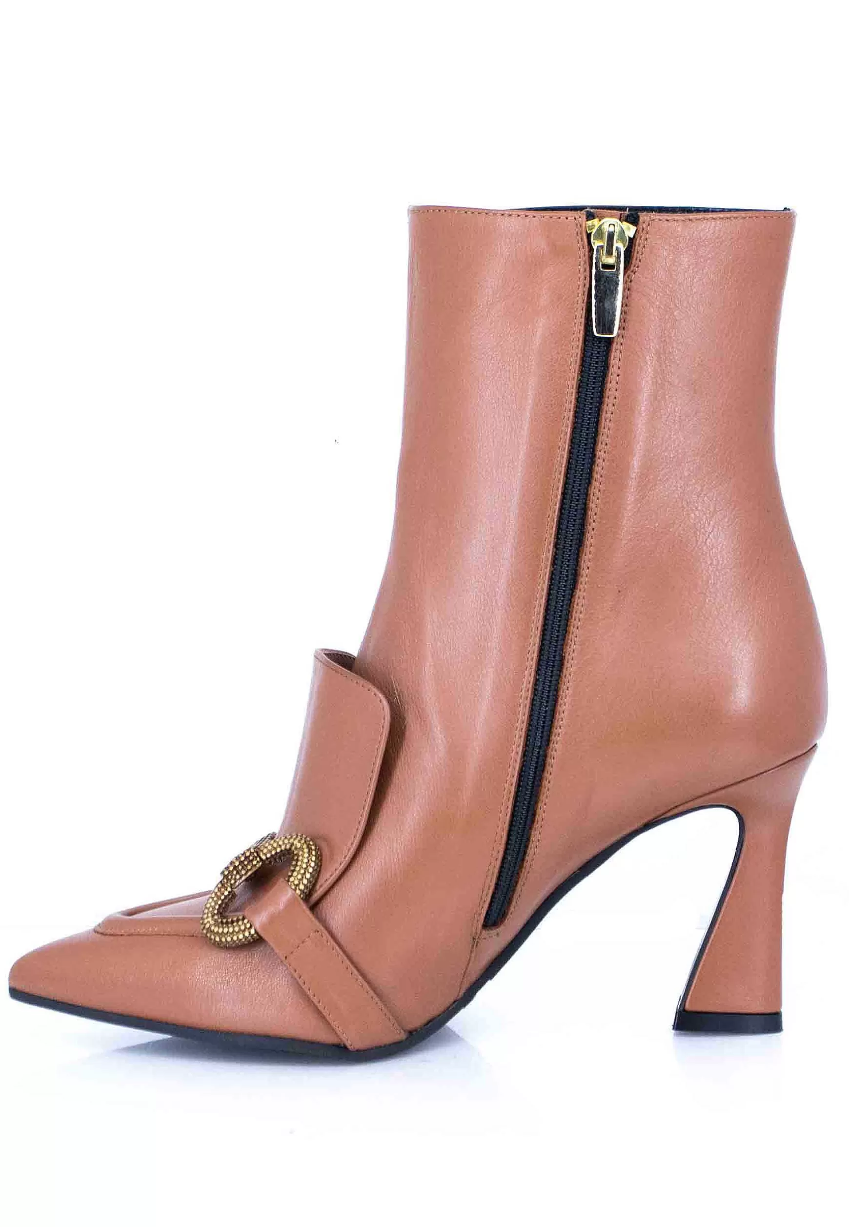 Stivaletti Donna In Pelle Cuoio Tacco Alto Morsetto E Vaschetta Cucita** Shop