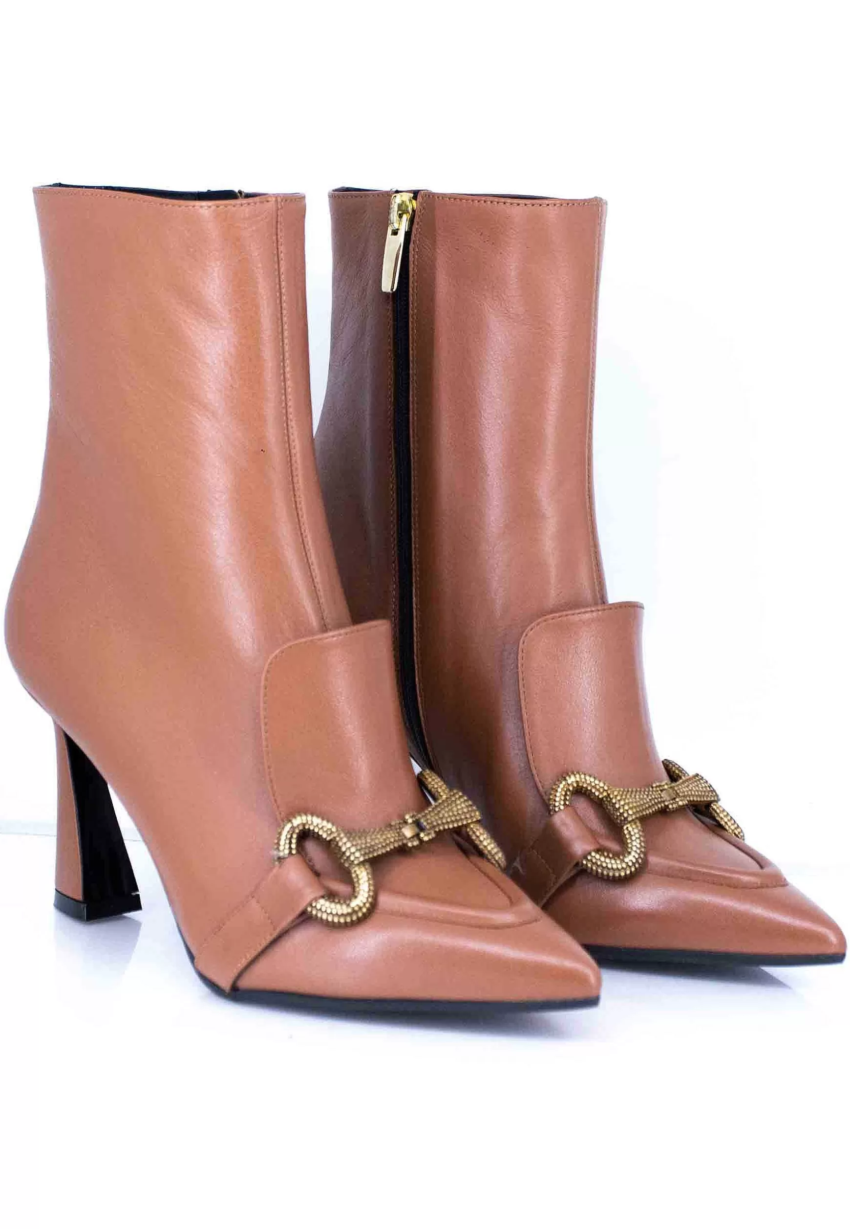 Stivaletti Donna In Pelle Cuoio Tacco Alto Morsetto E Vaschetta Cucita** Shop