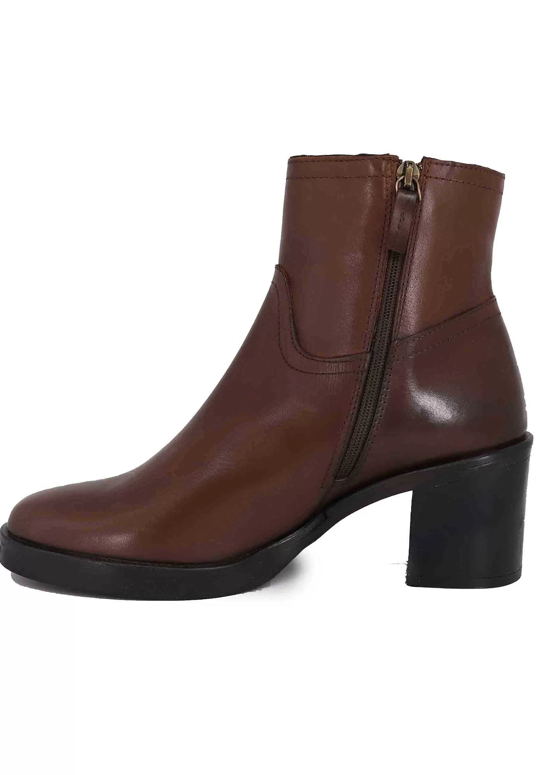 Stivaletti Donna In Pelle Marrone Con Tacco E Suola In Gomma** Flash Sale