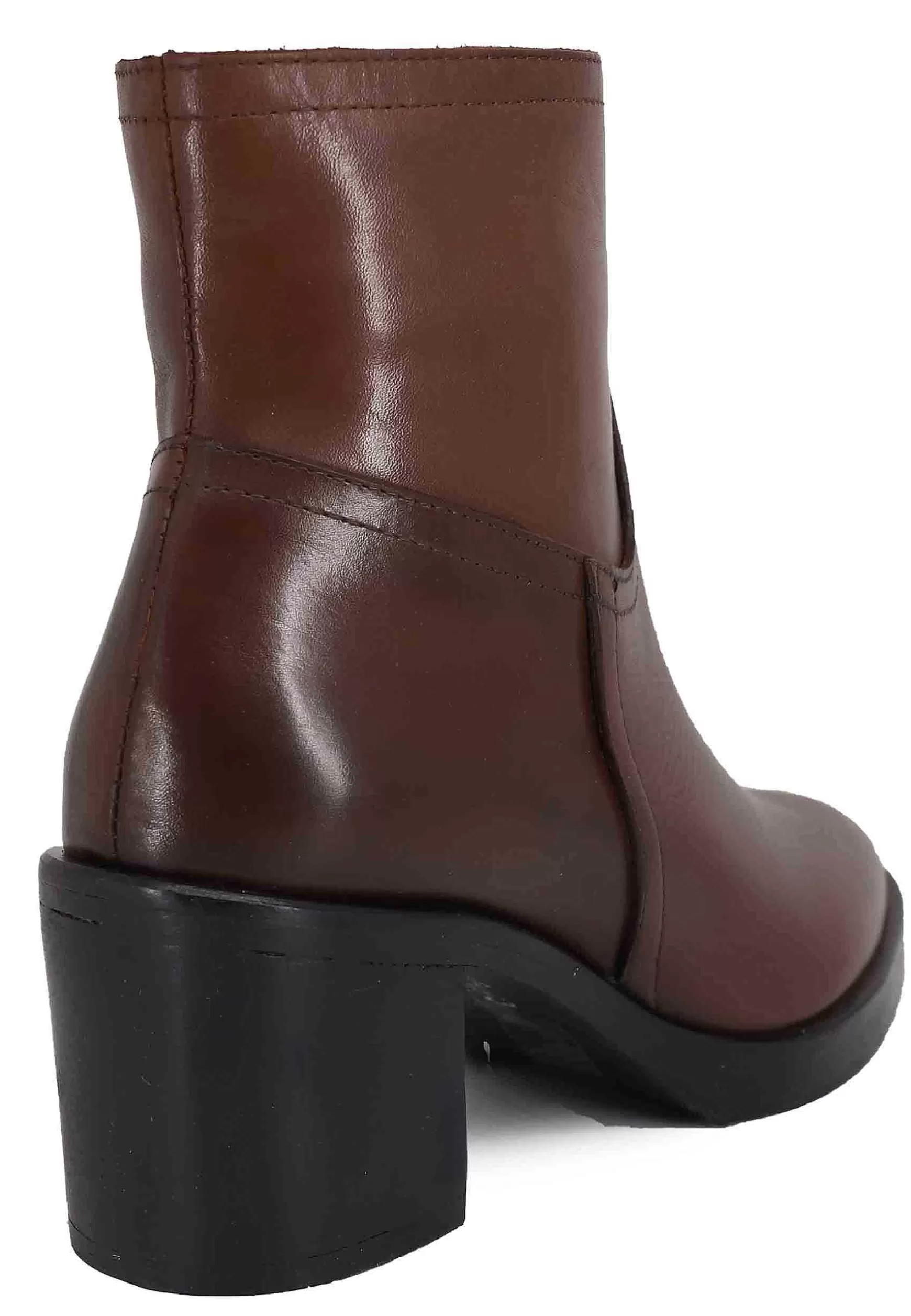 Stivaletti Donna In Pelle Marrone Con Tacco E Suola In Gomma** Flash Sale