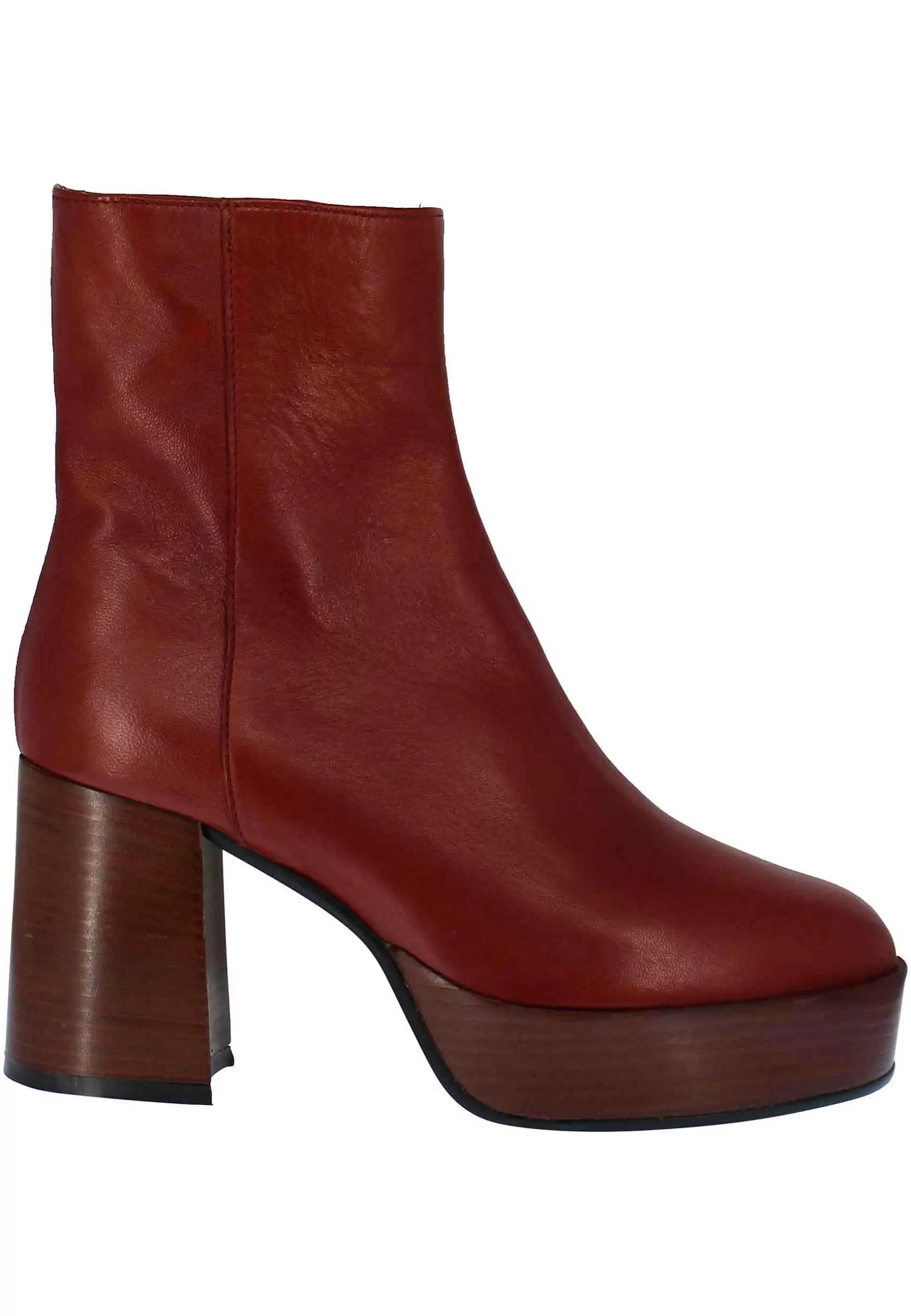 Stivaetti Donna In Pee Mattone Con Tacco Ato E Pateau Con Zip aterae Di Chiusura*L Cheap