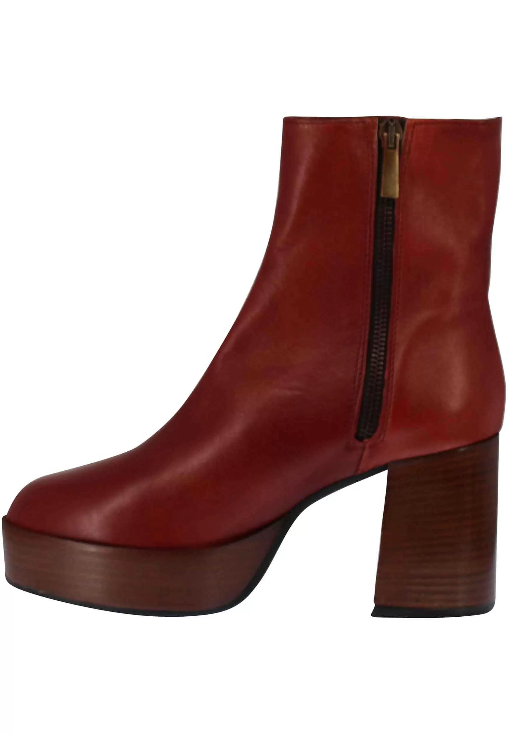 Stivaetti Donna In Pee Mattone Con Tacco Ato E Pateau Con Zip aterae Di Chiusura*L Cheap