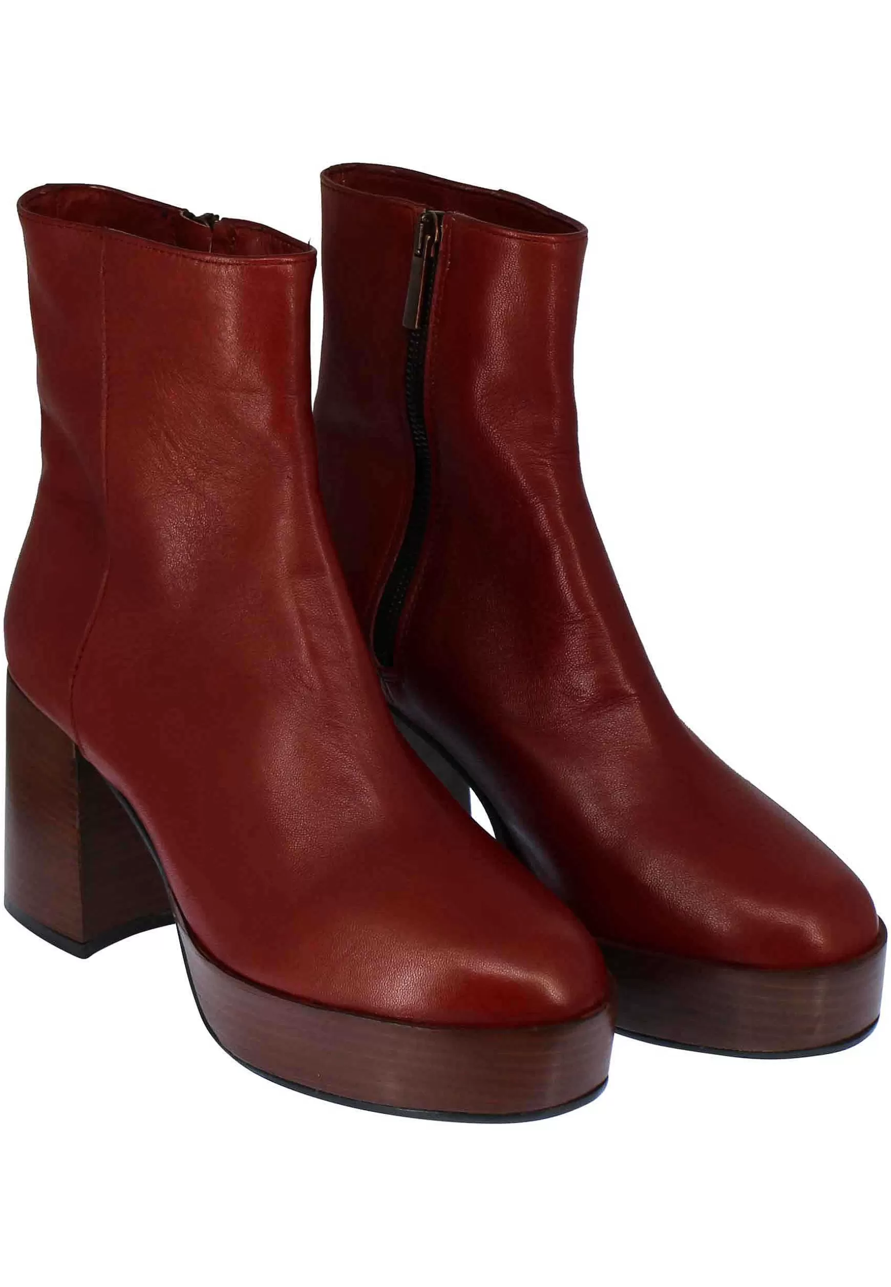 Stivaetti Donna In Pee Mattone Con Tacco Ato E Pateau Con Zip aterae Di Chiusura*L Cheap