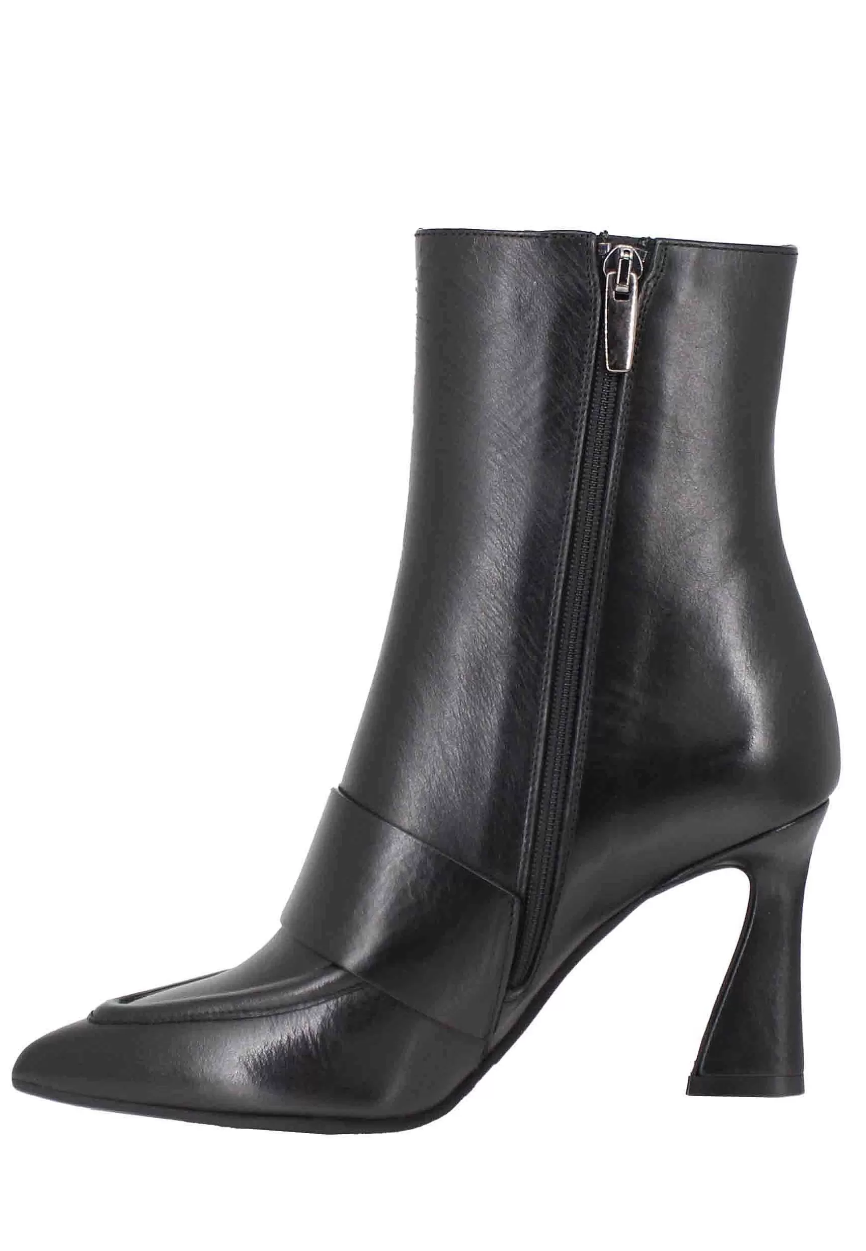 Stivaletti Donna In Pelle Nera Con Borchia Laterale E Tacco Alto** Sale