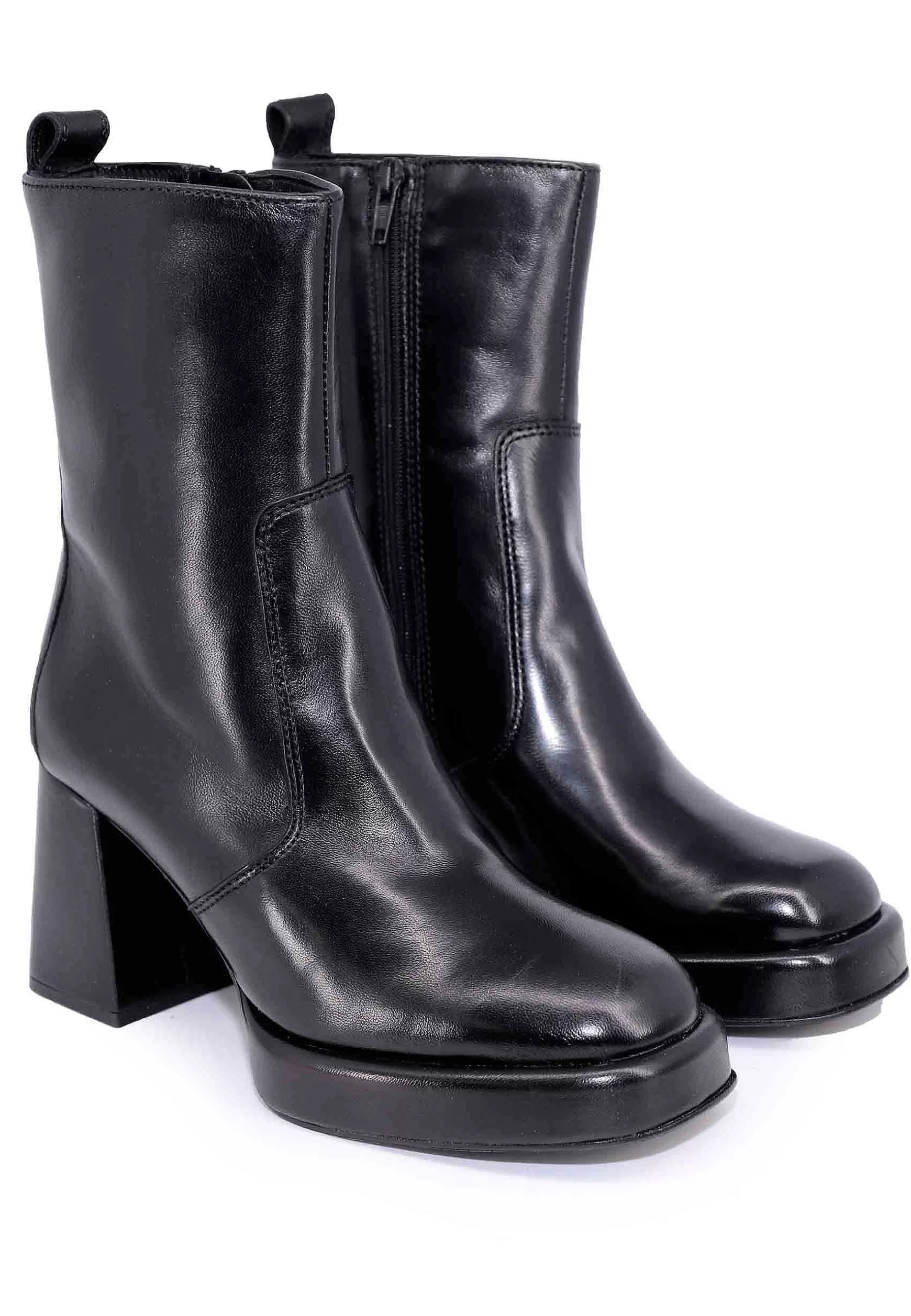 Stivaletti Donna In Pelle Nera Con Tacco Alto E Plateau*Dei Colli Clearance