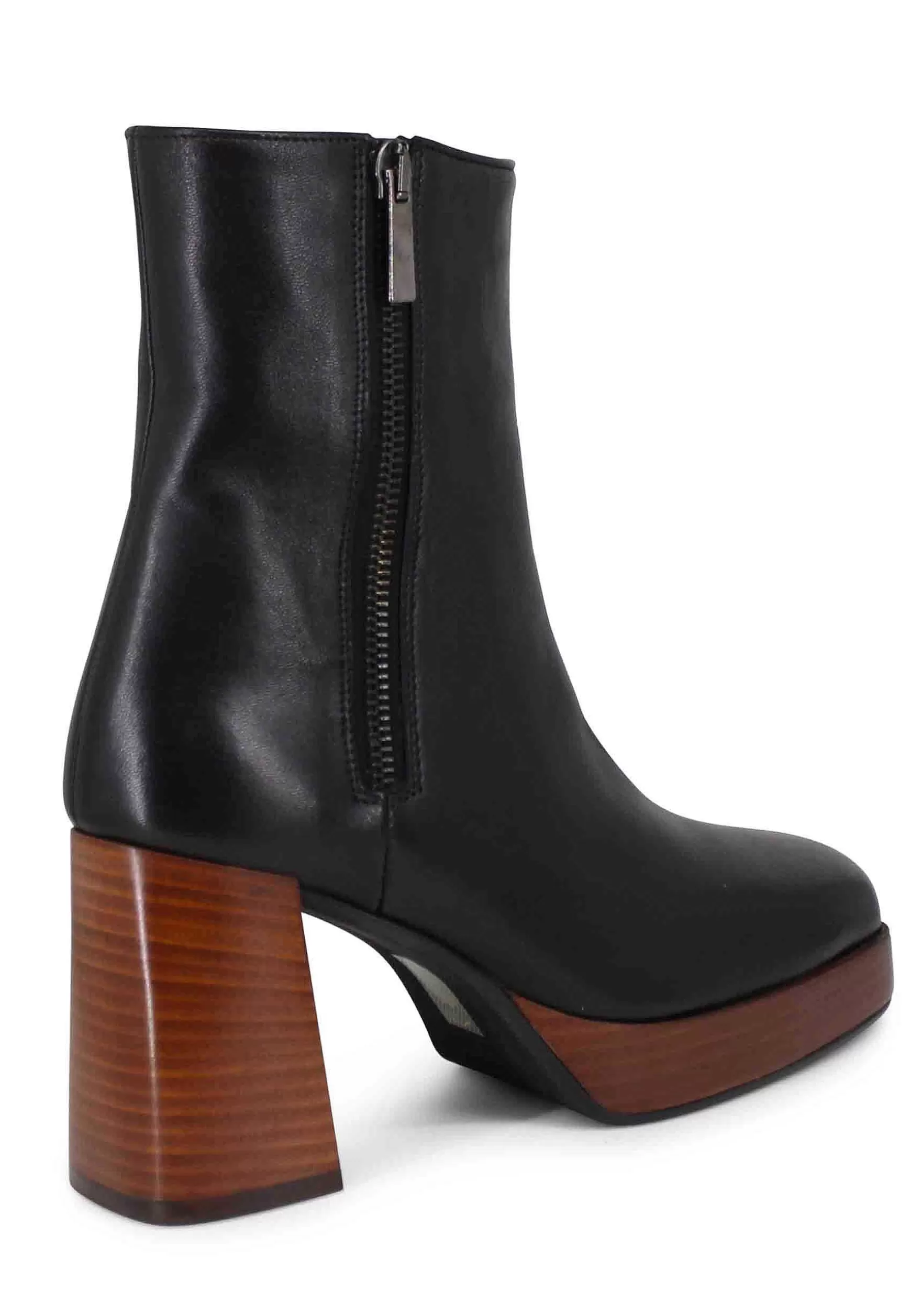 Stivaetti Donna In Pee Nera Con Tacco Ato E Pateau Con Zip Esterna*L Store