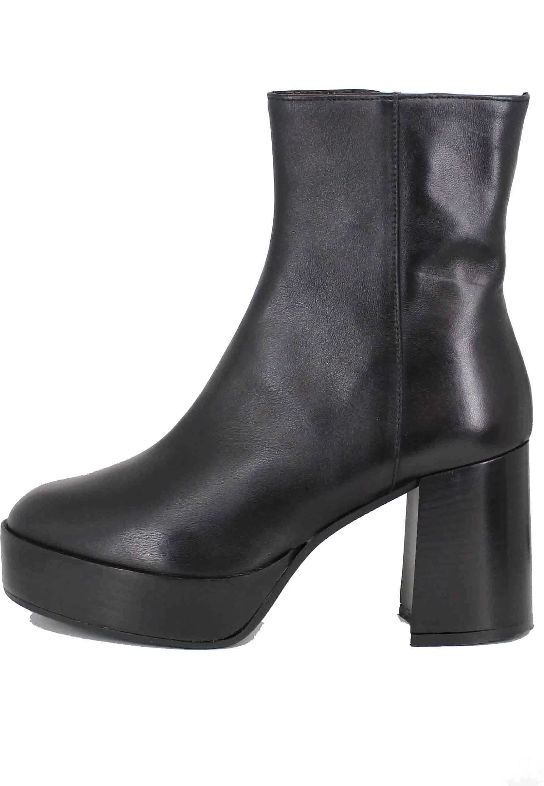 Stivaetti Donna In Pee Nera Con Tacco Ato E Pateau Con Zip aterae Di Chiusura*L New
