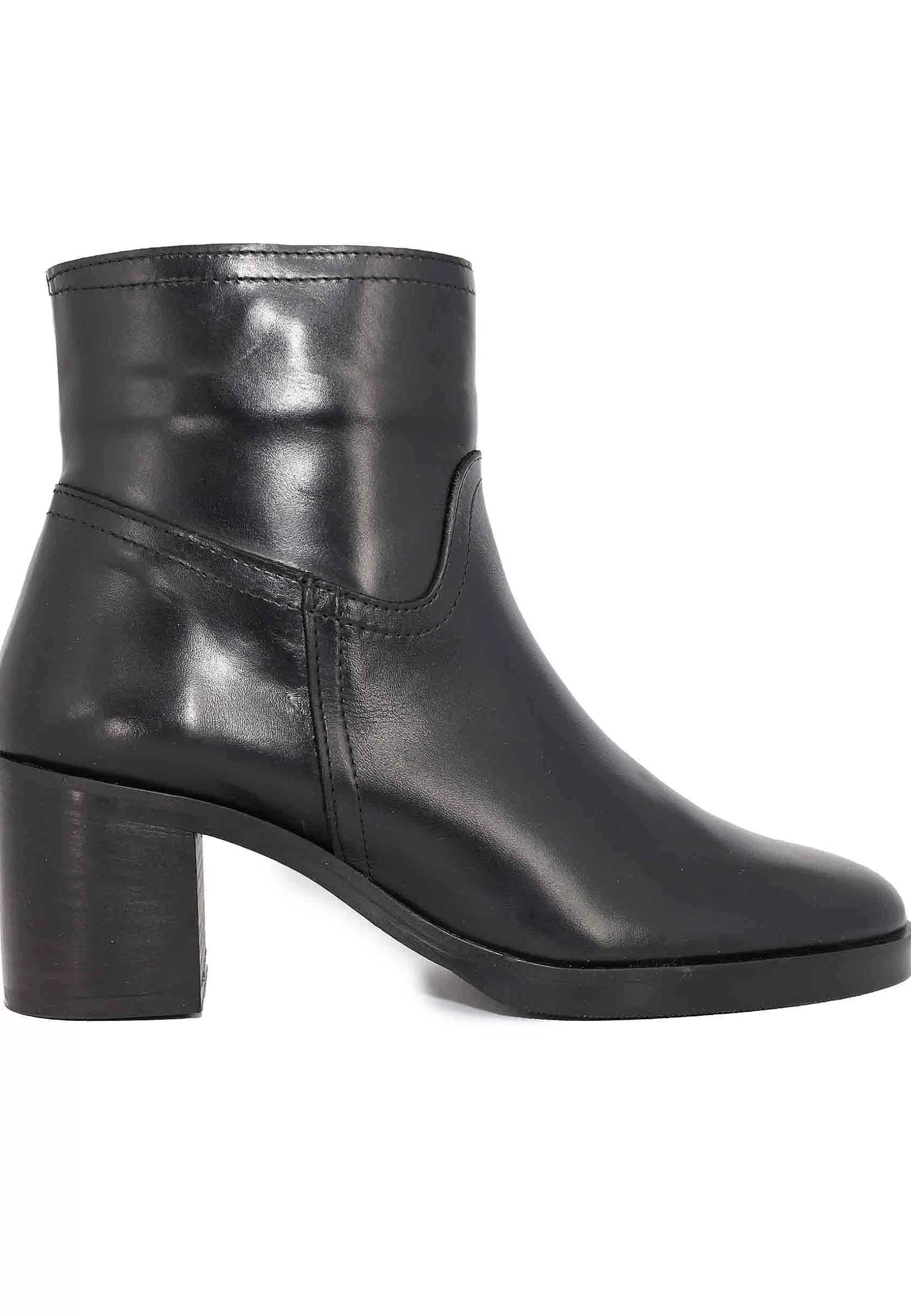 Stivaletti Donna In Pelle Nera Con Tacco E Suola In Gomma** Store