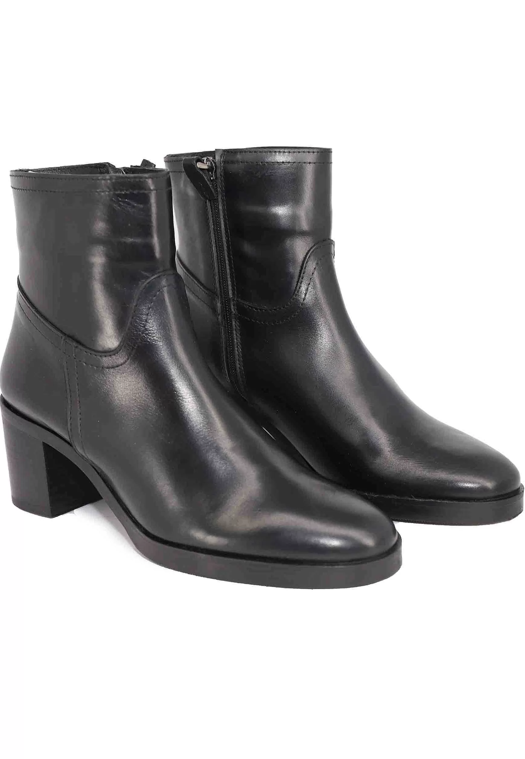 Stivaletti Donna In Pelle Nera Con Tacco E Suola In Gomma** Store