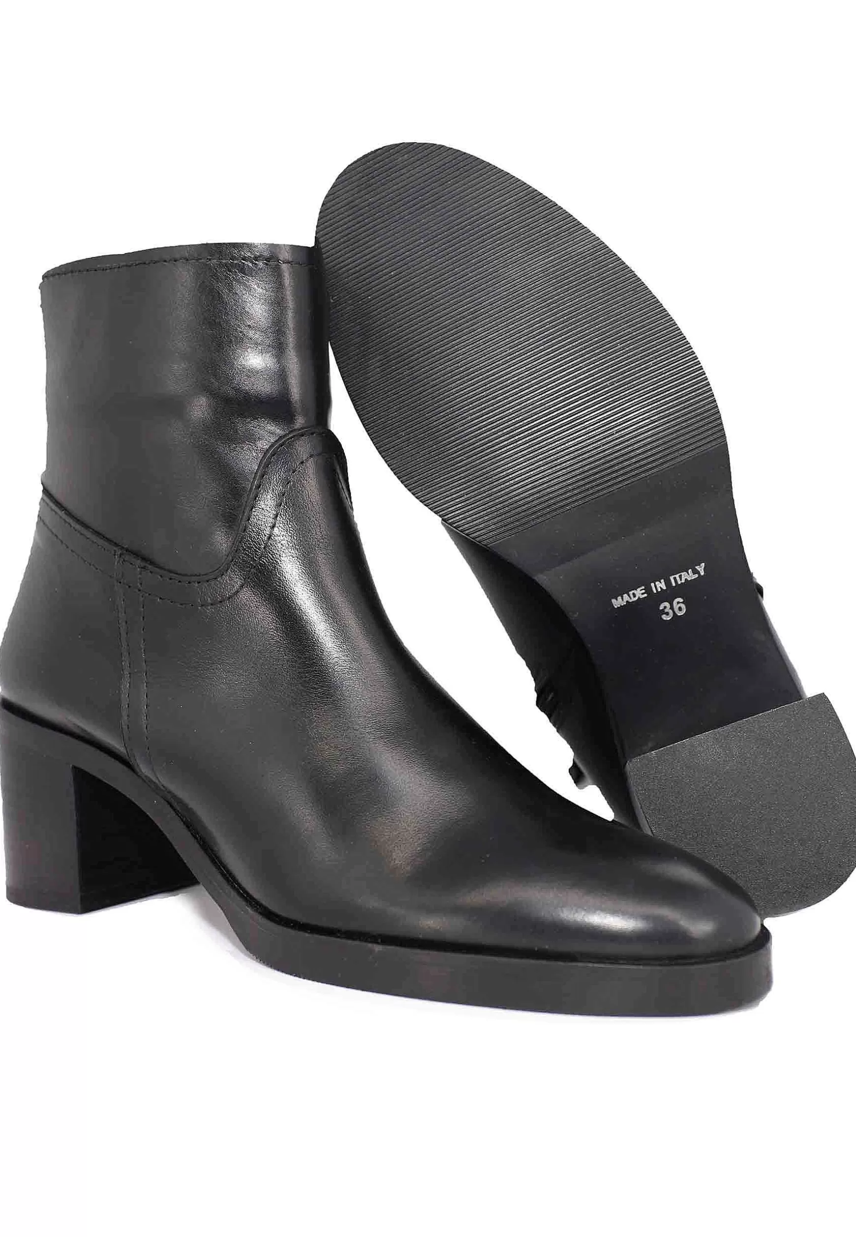 Stivaletti Donna In Pelle Nera Con Tacco E Suola In Gomma** Store
