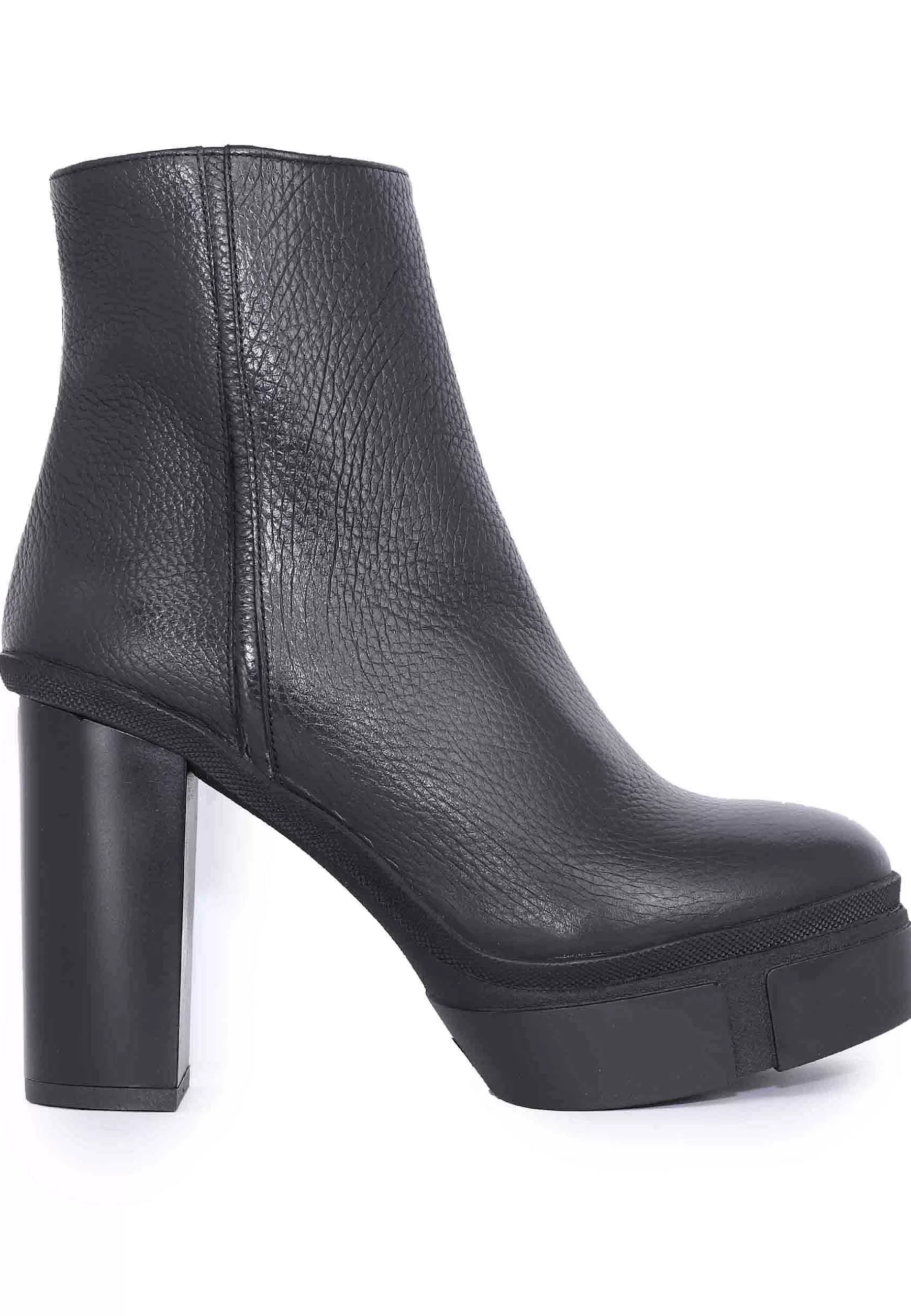 Stivaletti Donna In Pelle Nero Con Tacco Alto E Plateau*Tattoo Clearance