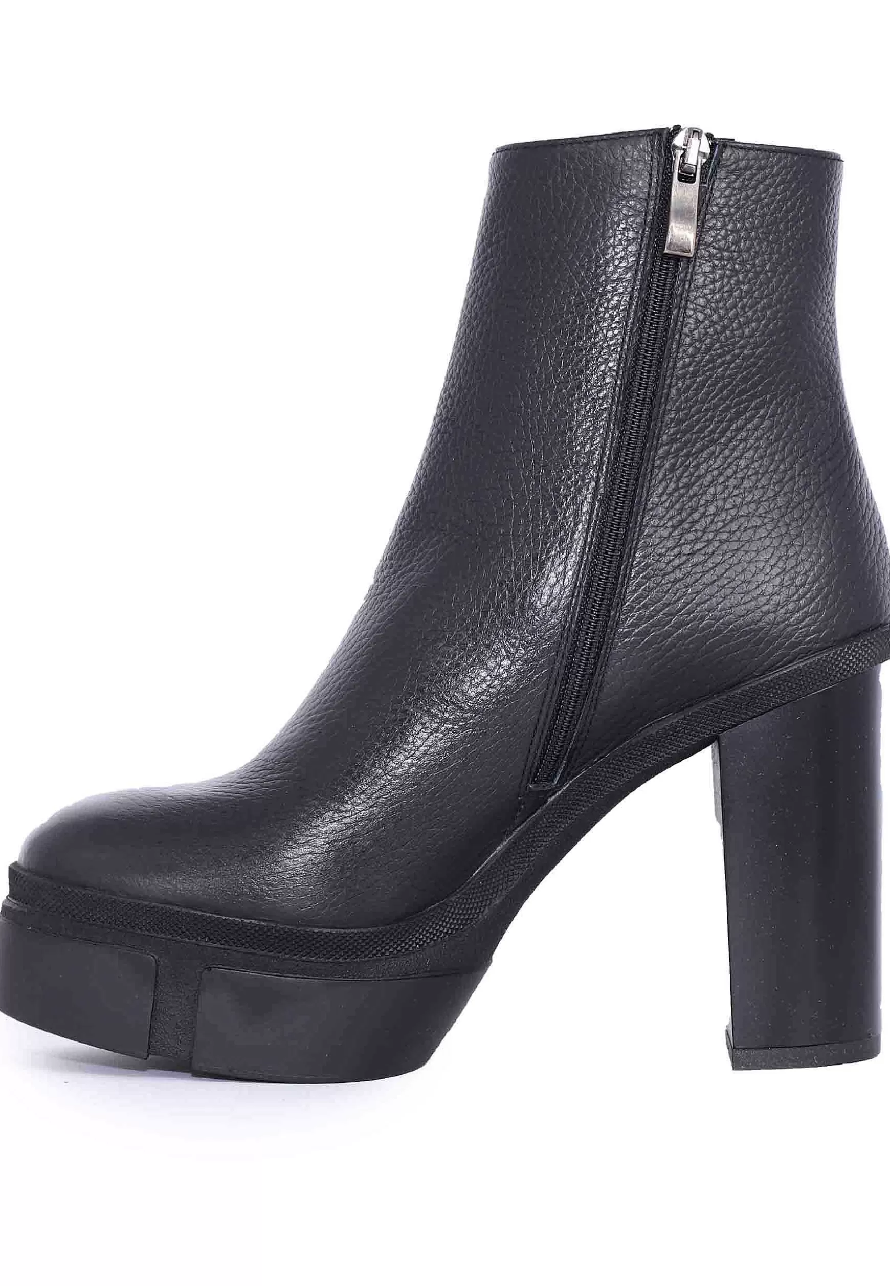 Stivaletti Donna In Pelle Nero Con Tacco Alto E Plateau*Tattoo Clearance