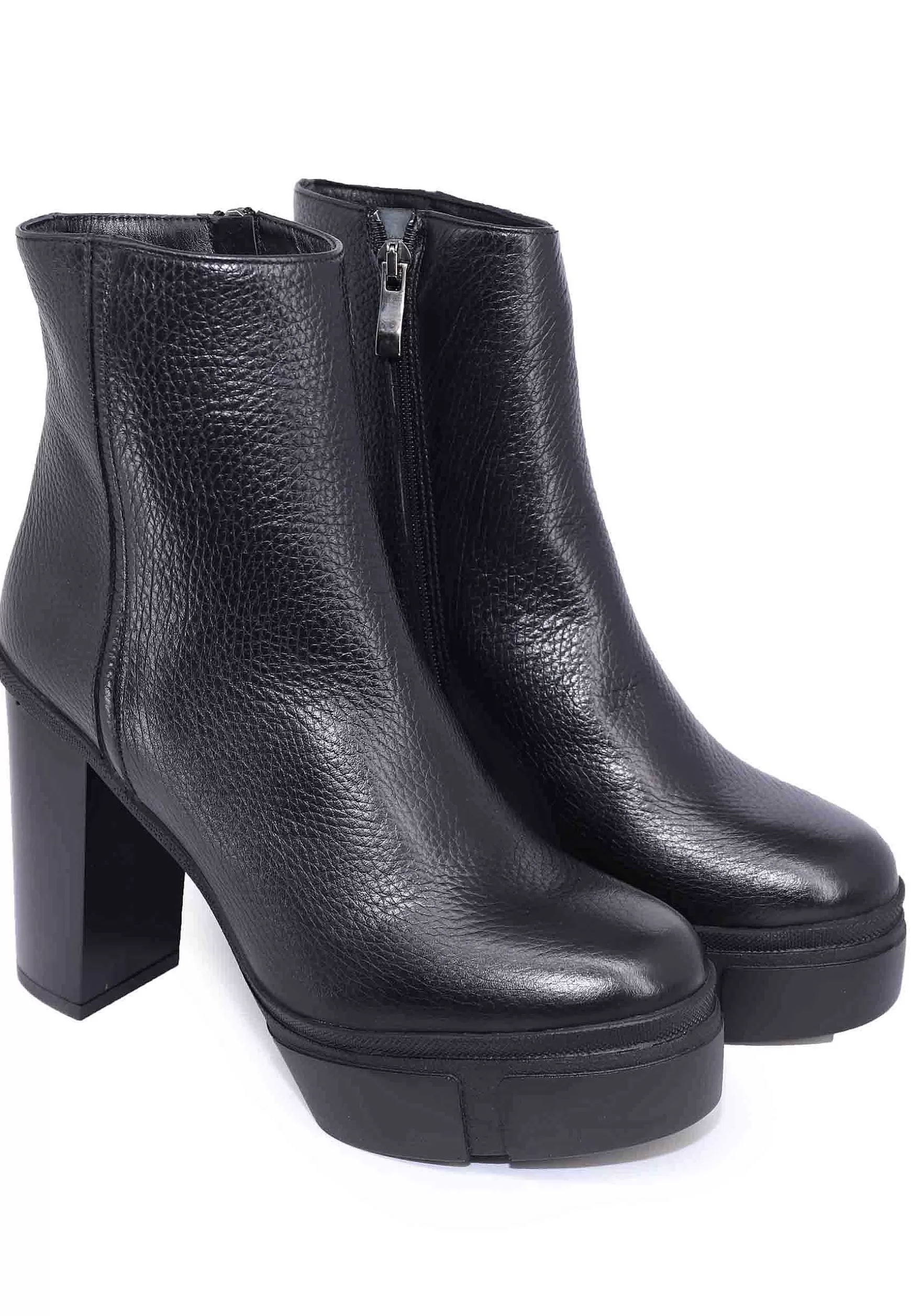 Stivaletti Donna In Pelle Nero Con Tacco Alto E Plateau*Tattoo Clearance