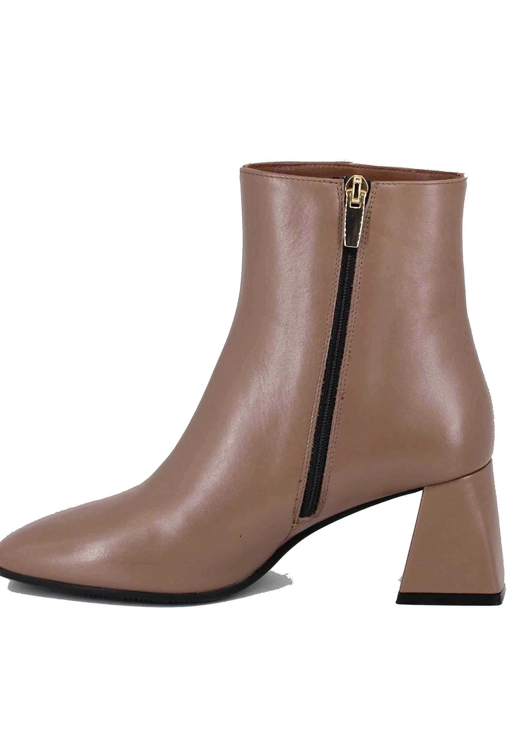 Stivaletti Donna In Pelle Taupe Con Morsetto In Oro** Discount