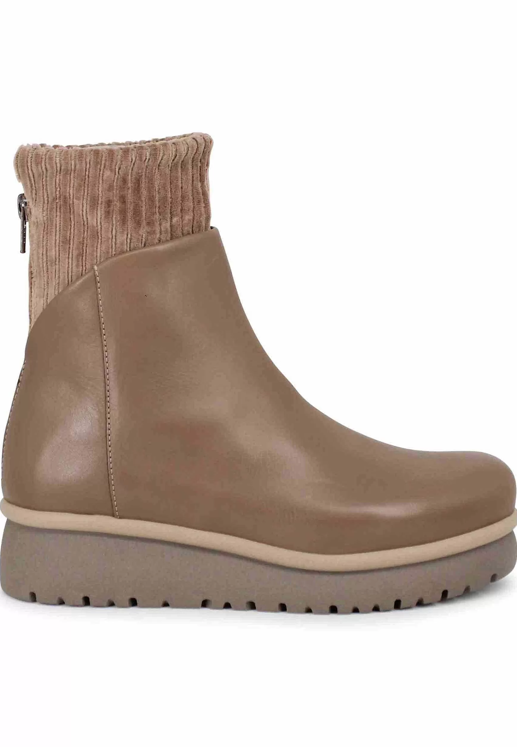 Stivaletti Donna In Pelle Taupe Con Suola In Gomma E Punta Tonda*Patrizia Bonfanti Cheap
