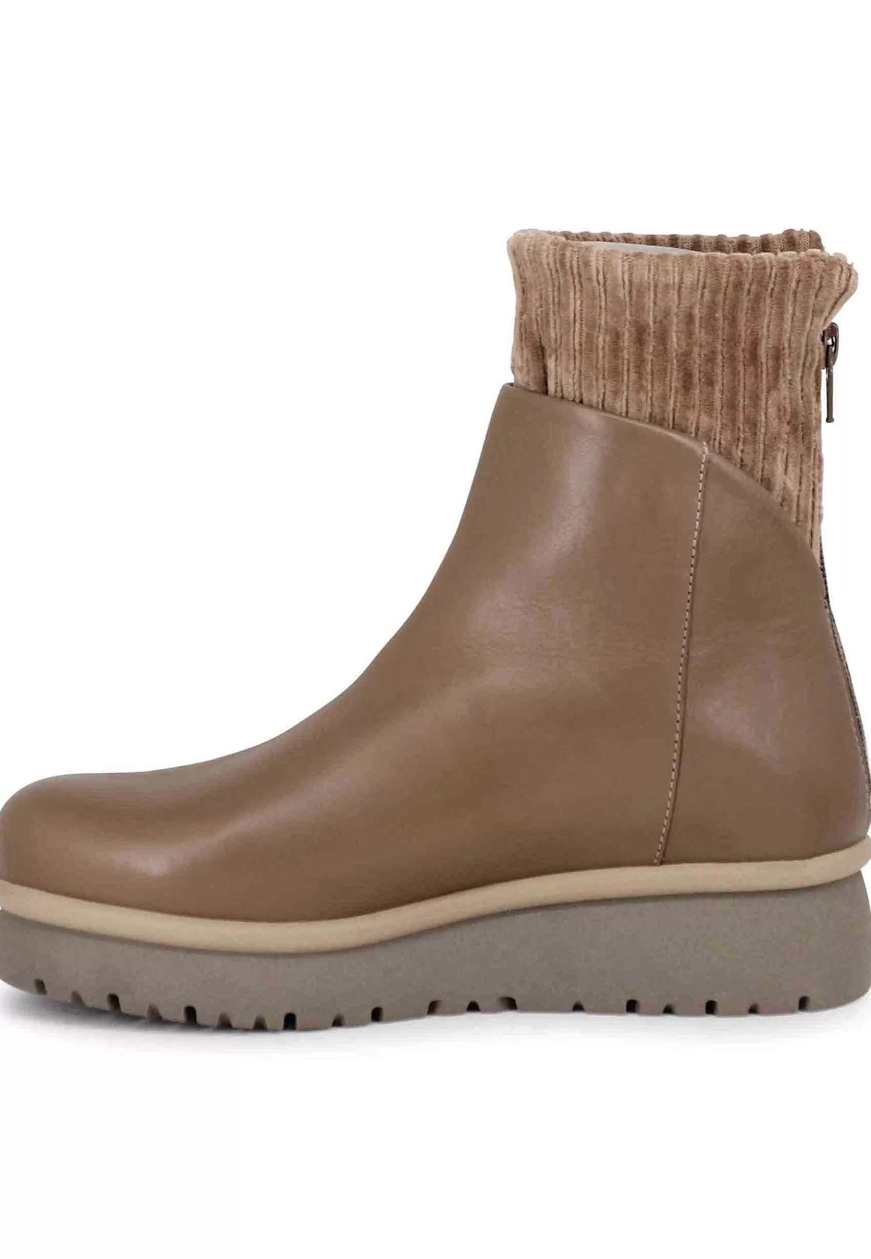 Stivaletti Donna In Pelle Taupe Con Suola In Gomma E Punta Tonda*Patrizia Bonfanti Cheap