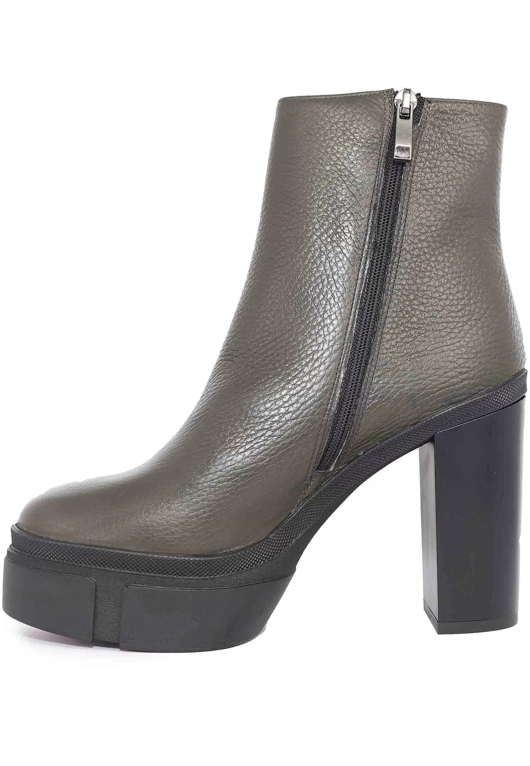 Stivaletti Donna In Pelle Verde Con Tacco Alto E Plateau*Tattoo New