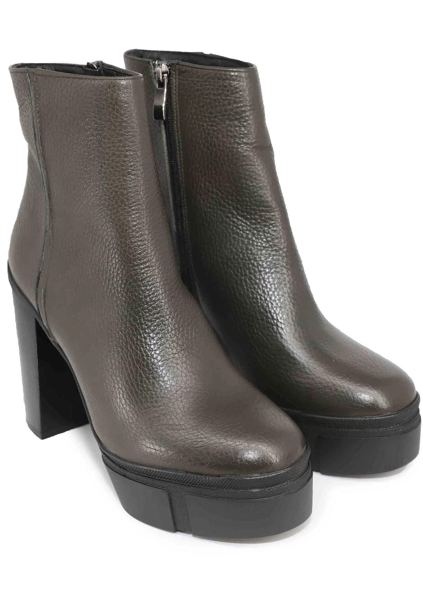 Stivaletti Donna In Pelle Verde Con Tacco Alto E Plateau*Tattoo New