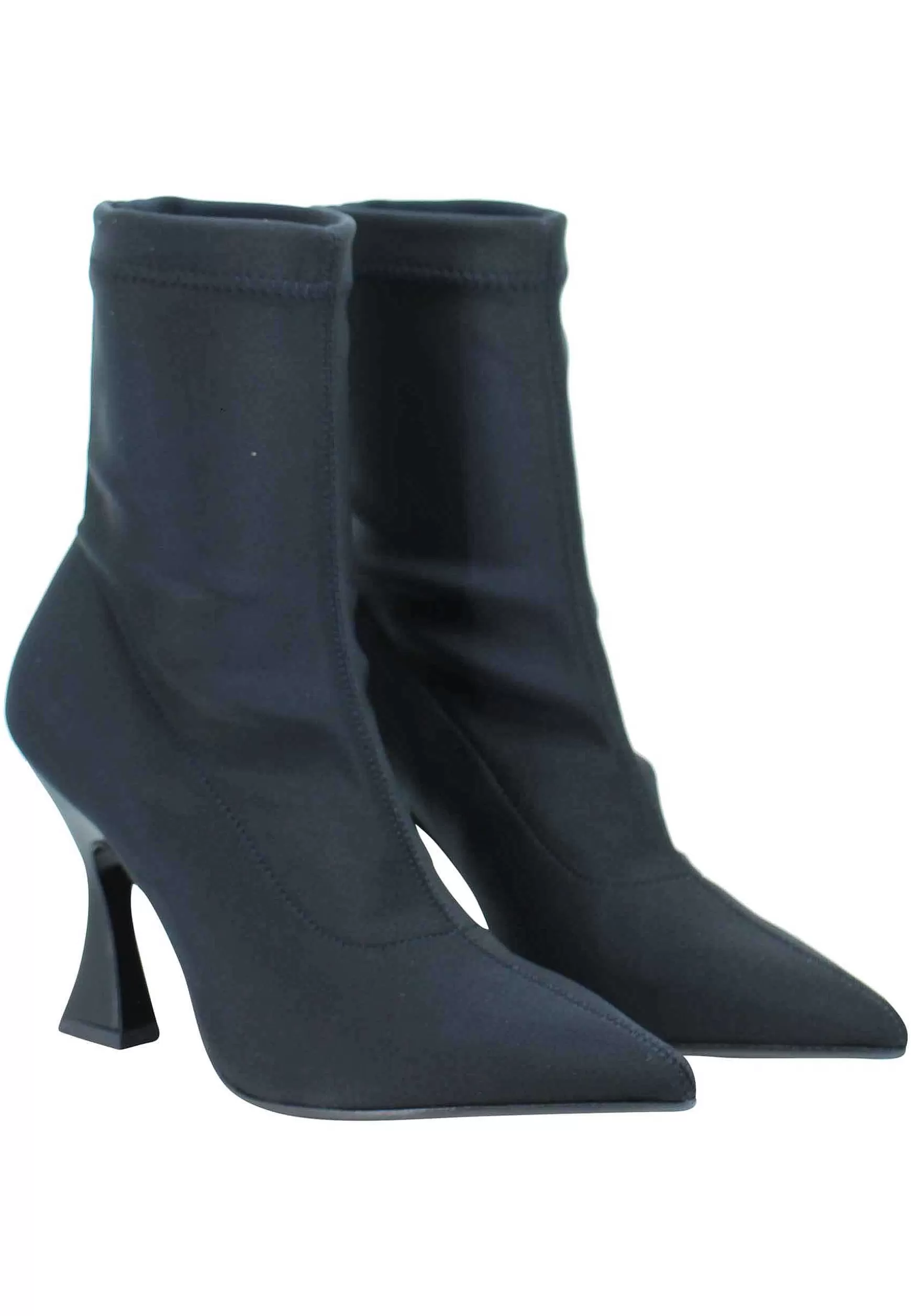 Stivaletti Donna In Tessuto Elasticizzato Nero Tacco Alto Punta A Punta*Fabio Rusconi Store