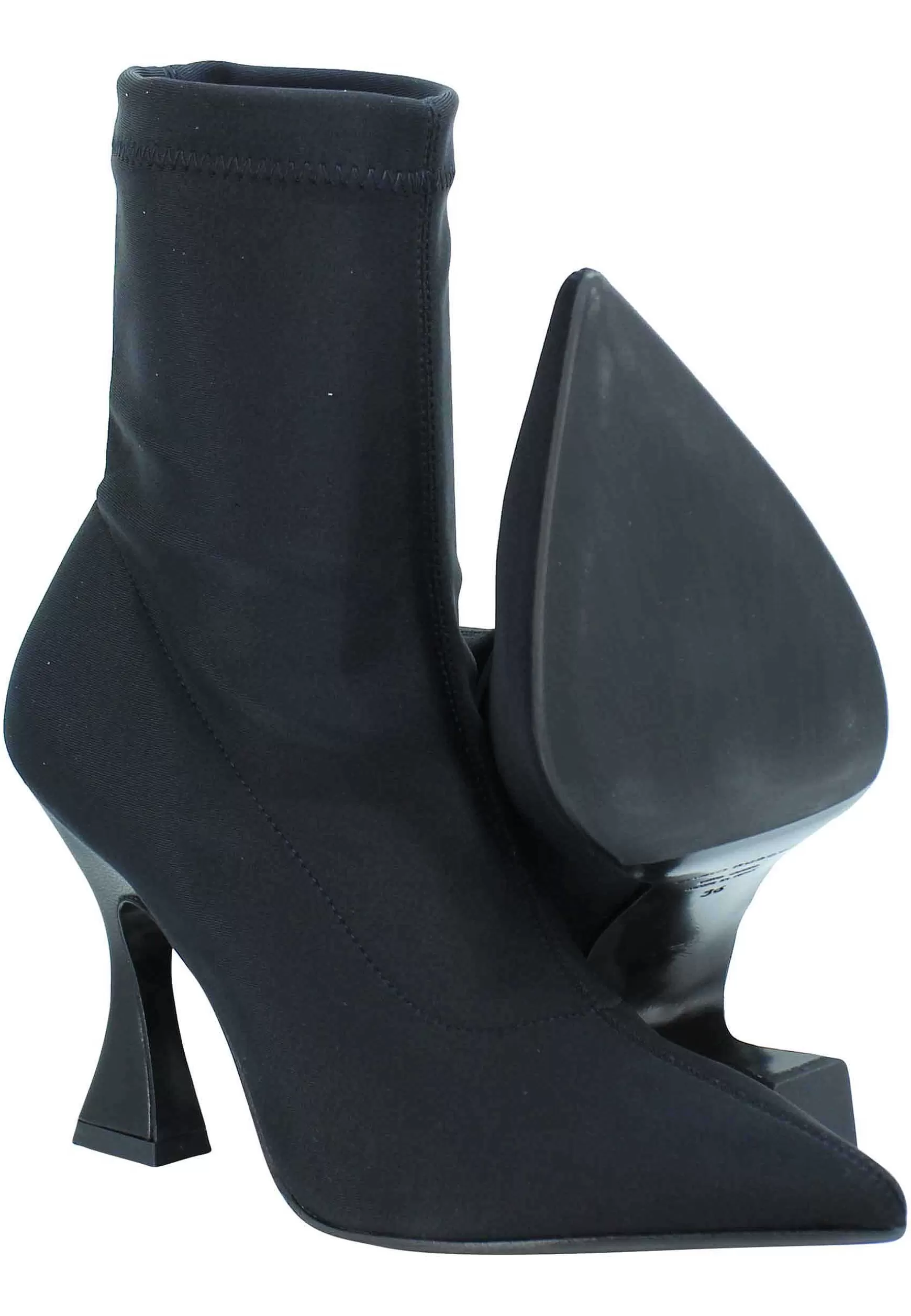 Stivaletti Donna In Tessuto Elasticizzato Nero Tacco Alto Punta A Punta*Fabio Rusconi Store