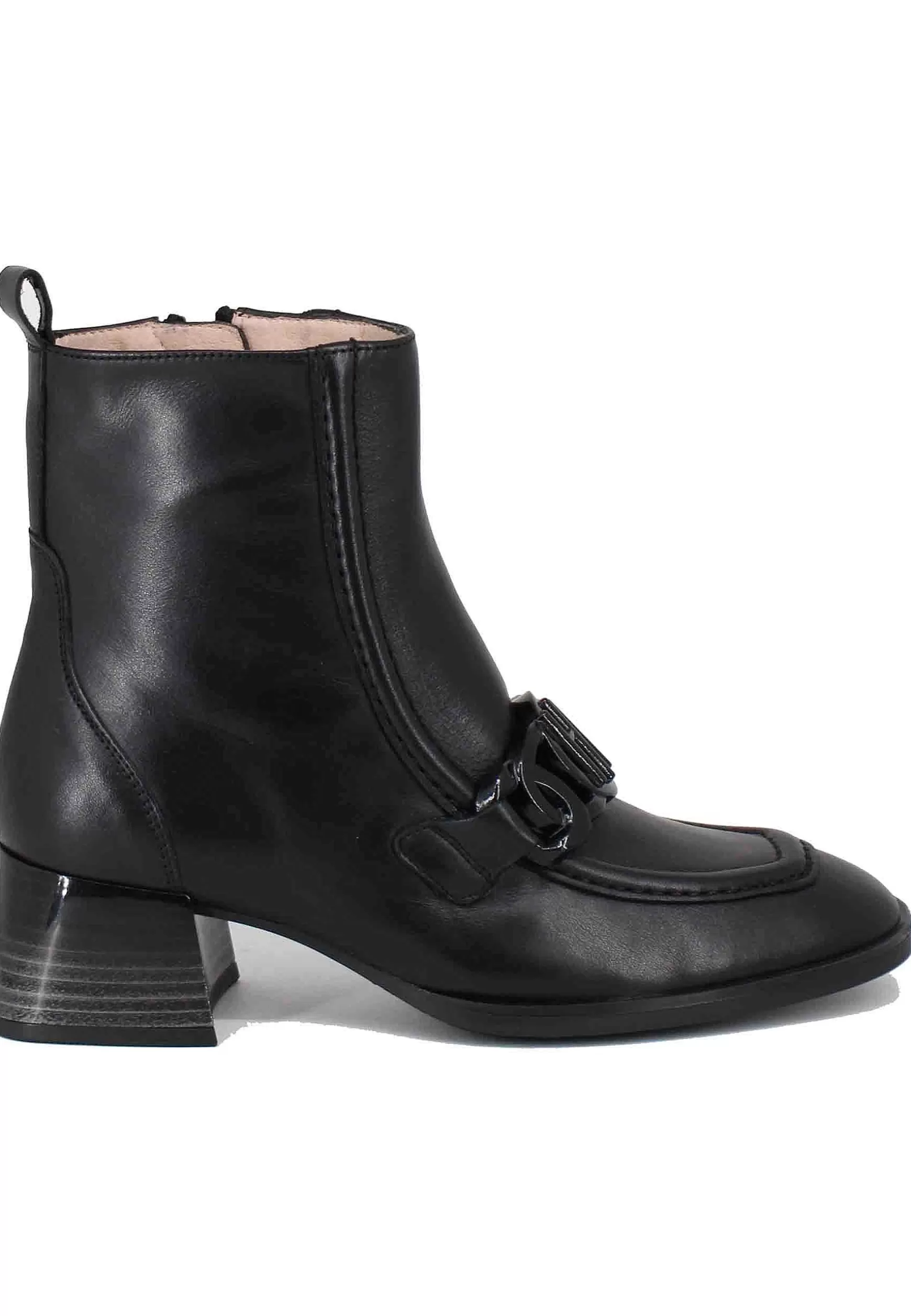 Stivaletti Donna Uomo In Pelle Nera Con Morsetto Tacco Basso*Hispanitas New