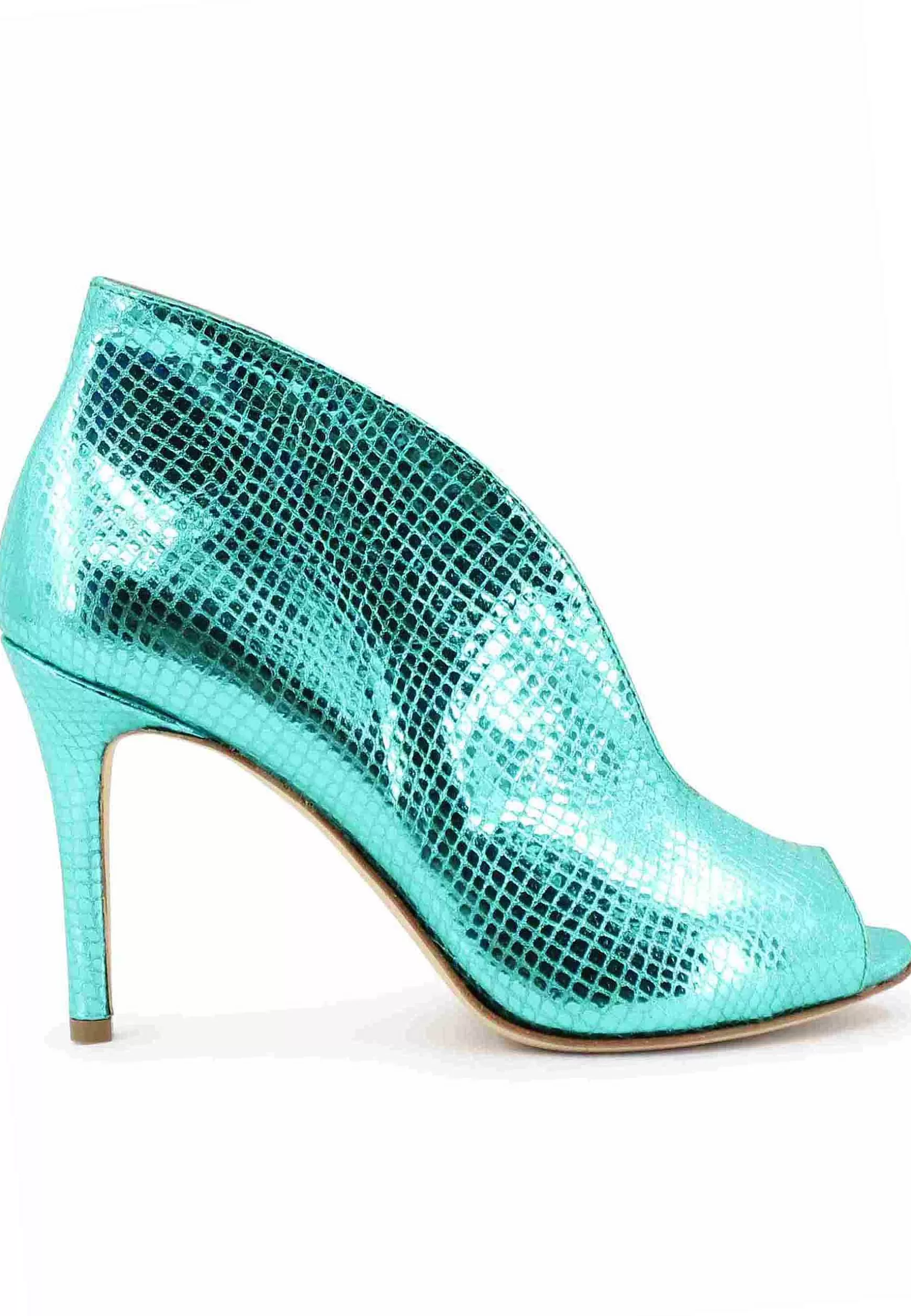 Stivaetti Open Toe Donna In Pee aminata Verde Tacco Ato*L Outlet