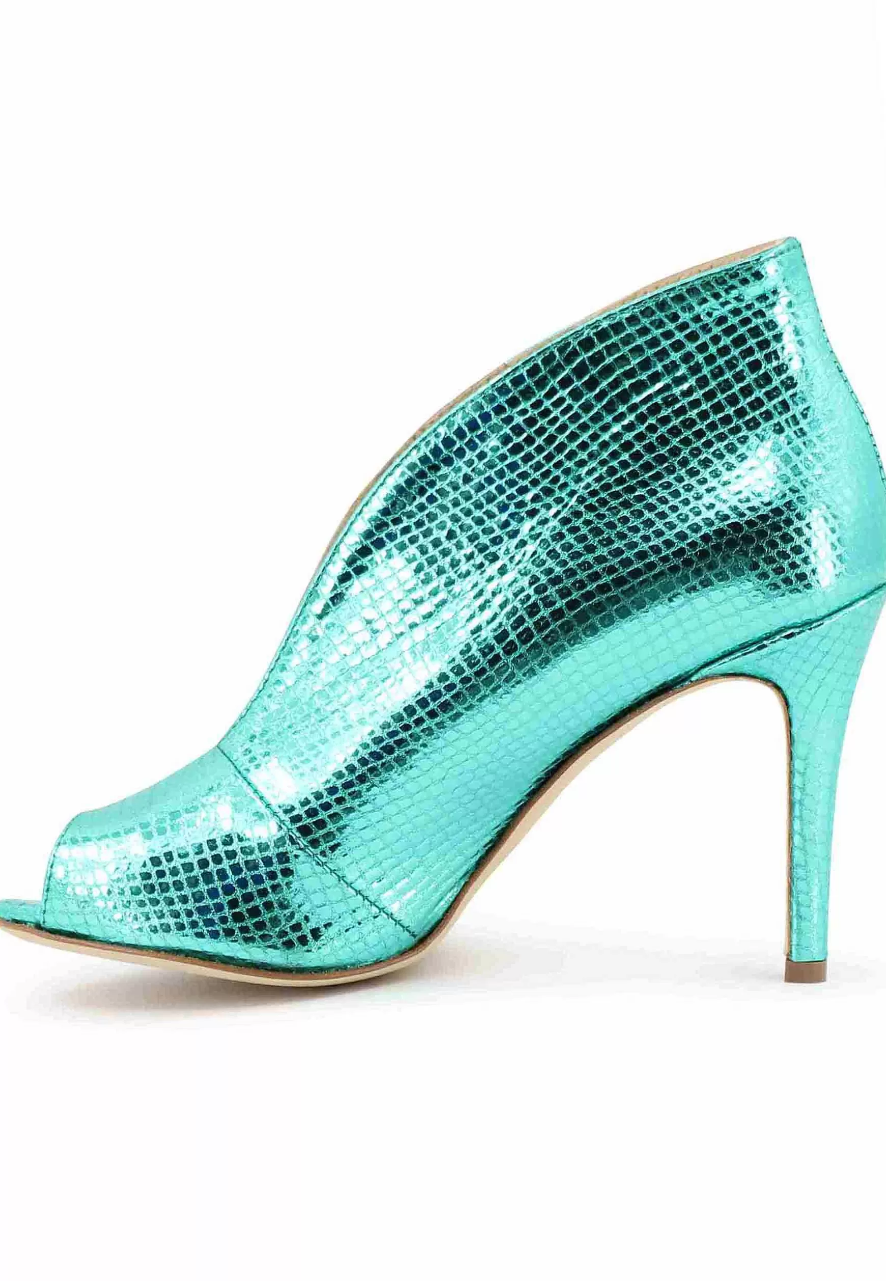 Stivaetti Open Toe Donna In Pee aminata Verde Tacco Ato*L Outlet