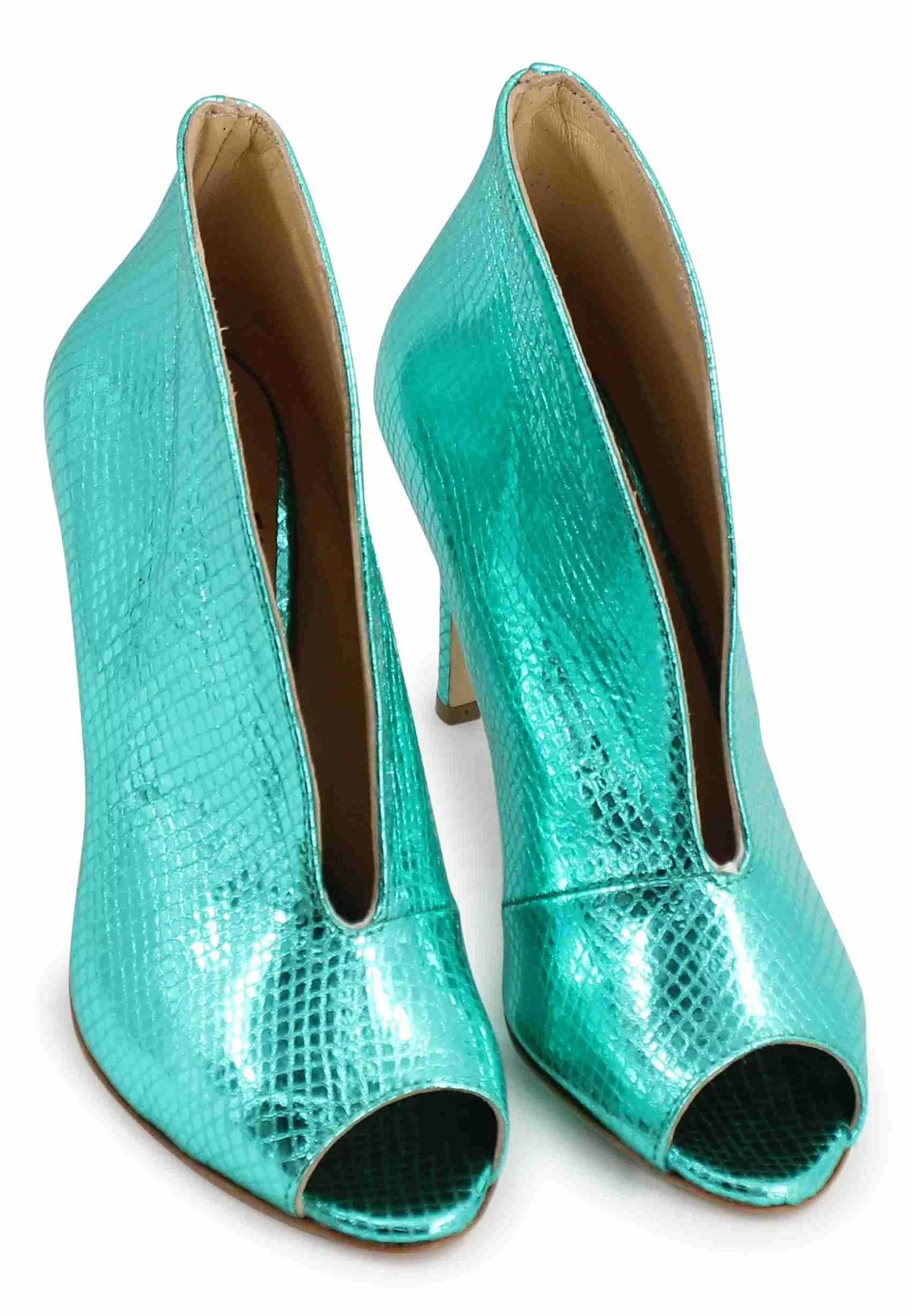 Stivaetti Open Toe Donna In Pee aminata Verde Tacco Ato*L Outlet