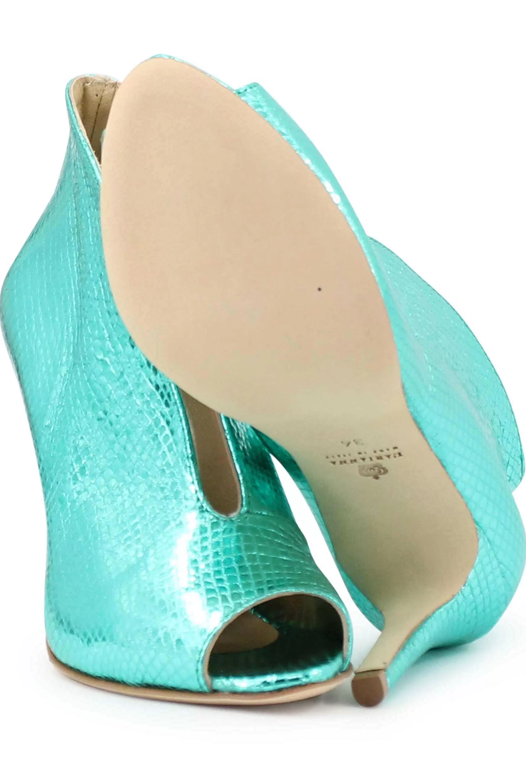Stivaetti Open Toe Donna In Pee aminata Verde Tacco Ato*L Outlet