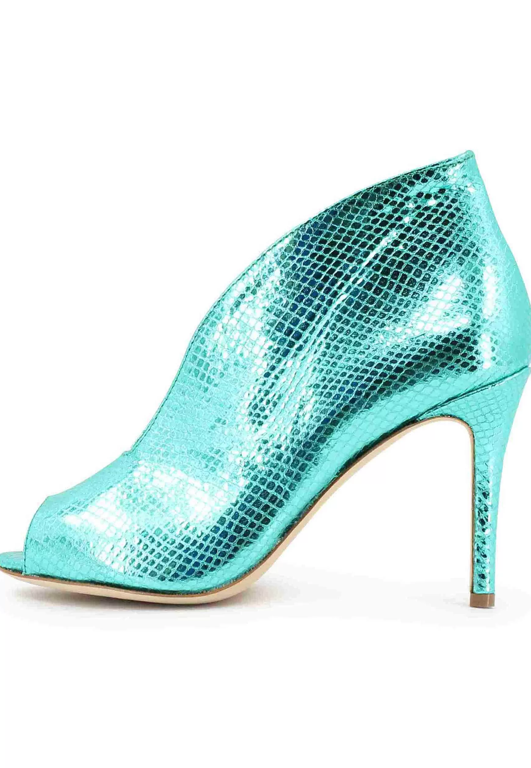 Stivaetti Open Toe Donna In Pee aminata Verde Tacco Ato*L Outlet