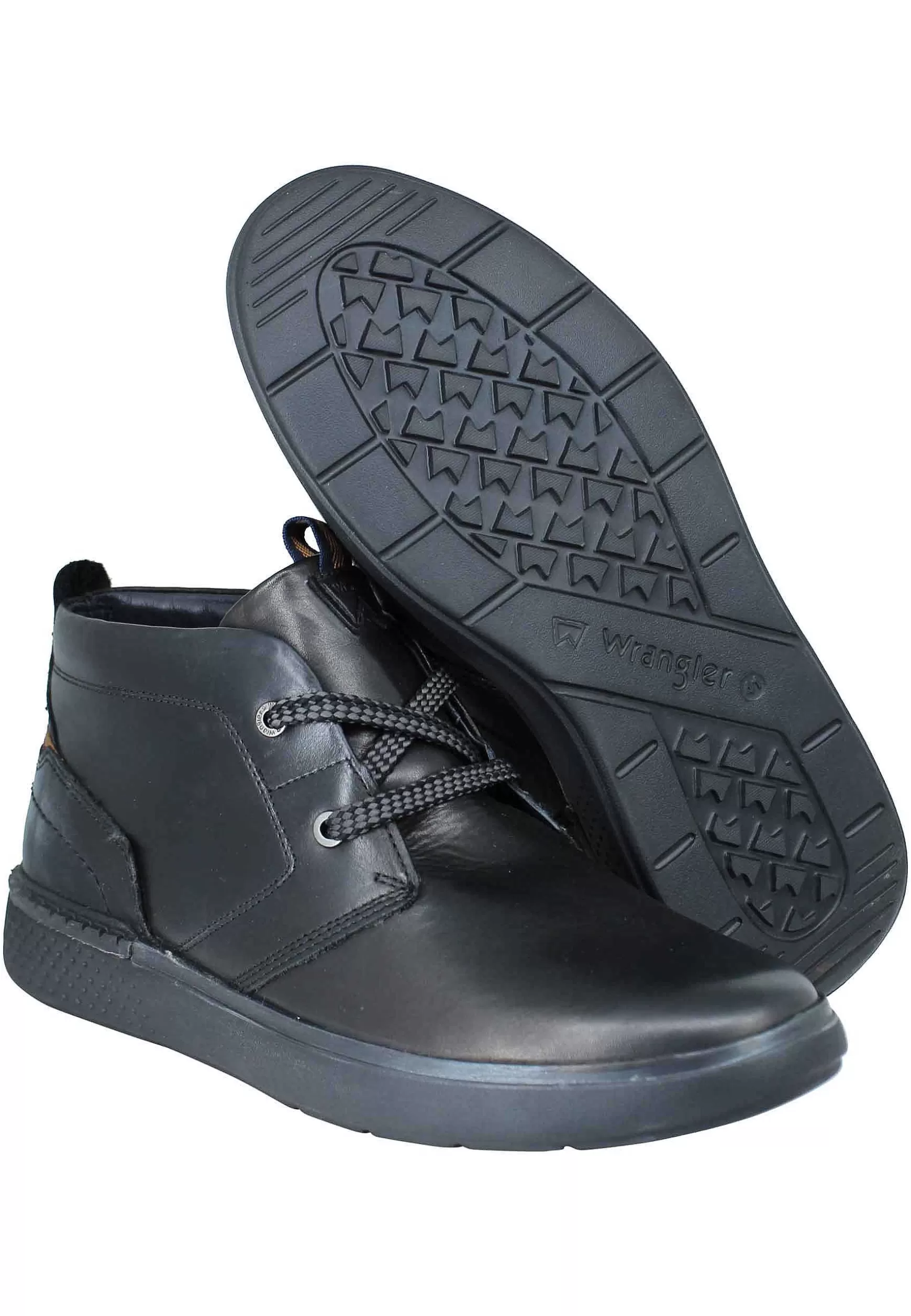 Stivaletti Polacchine Uomo Challenger Desert In Pelle Nera Con Suola In Gomma Morbida*Wrangler Outlet