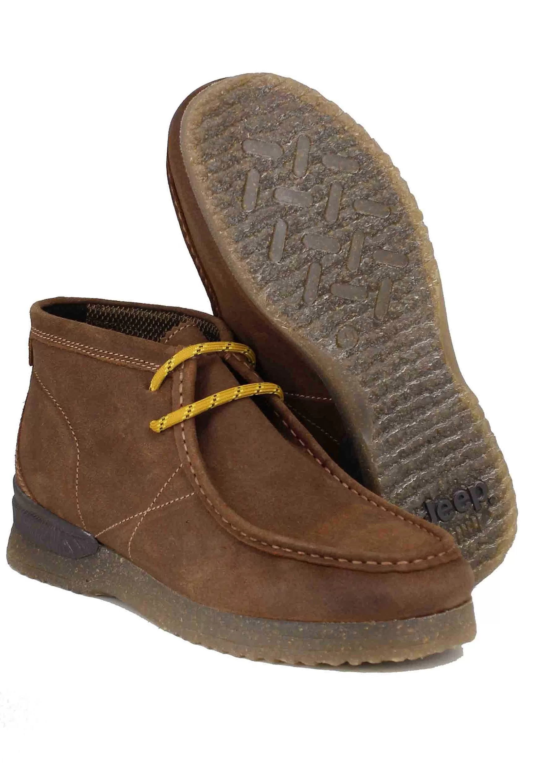 Stivaletti Polacchine Uomo In Camoscio Cuoio Con Suola In Para Bantam*Jeep Discount