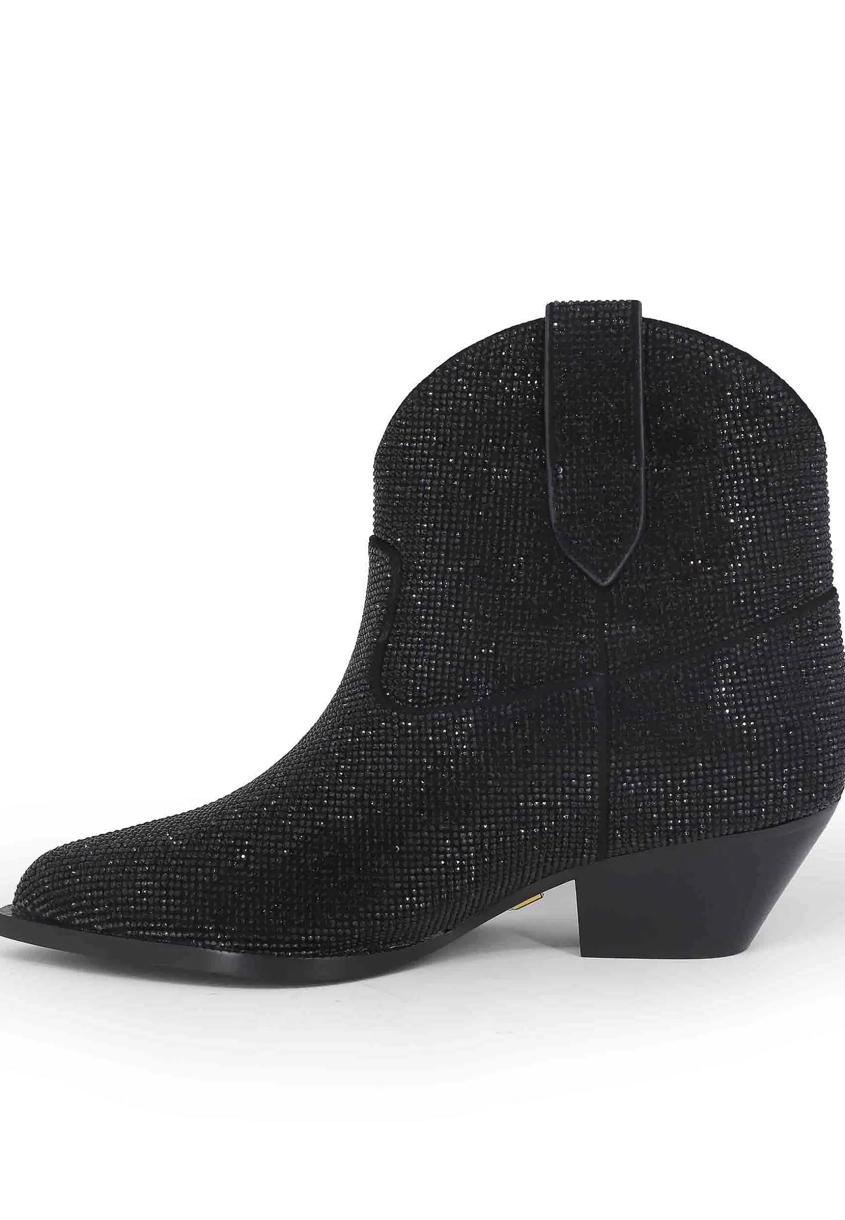 Stivaletti Texani Donna In Camoscio Nero Con Strass In Tinta Boves*Lola Cruz Store