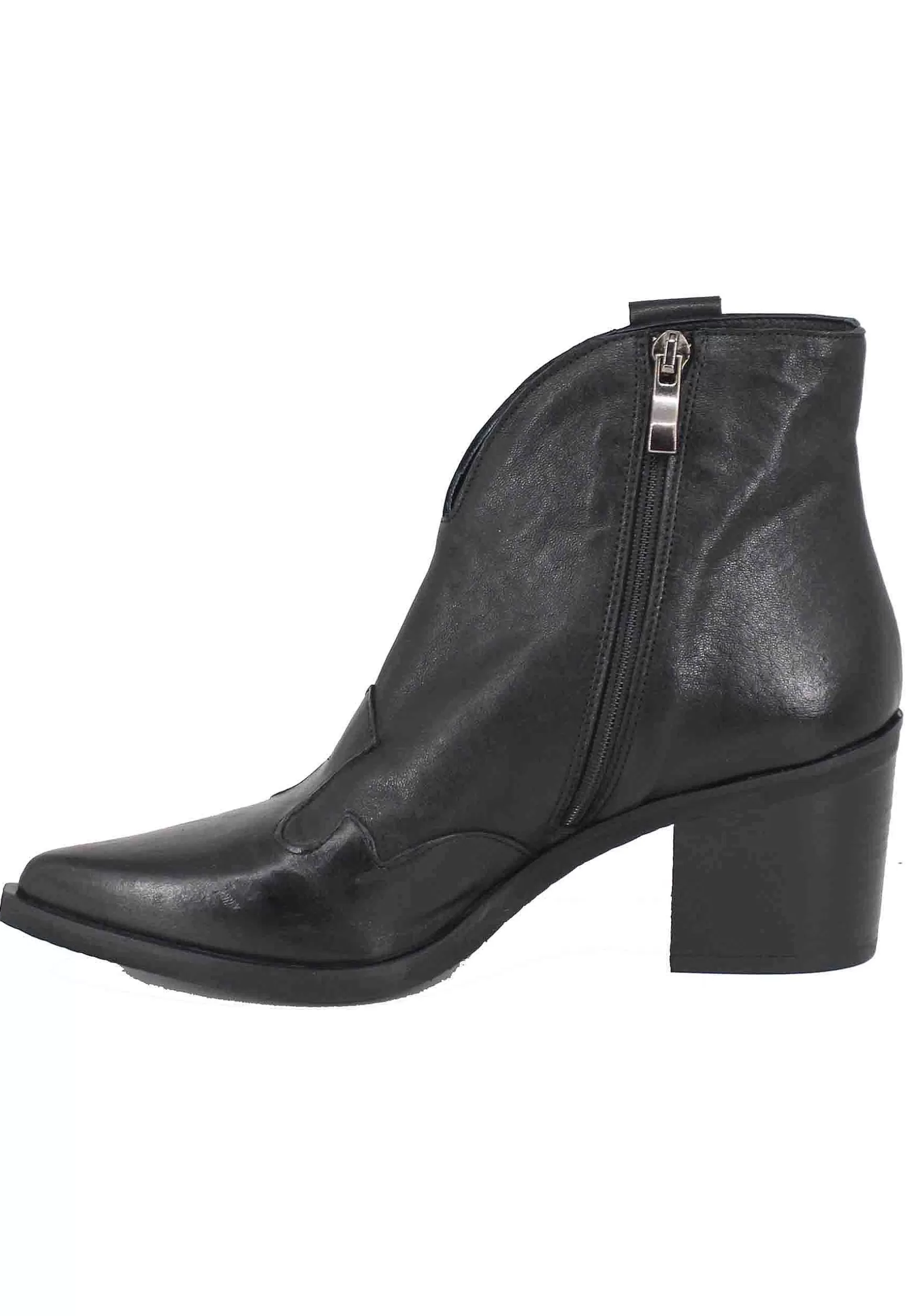 Stivaletti Texani Donna In Pelle Nera Con Punta A Punta*Tattoo Shop