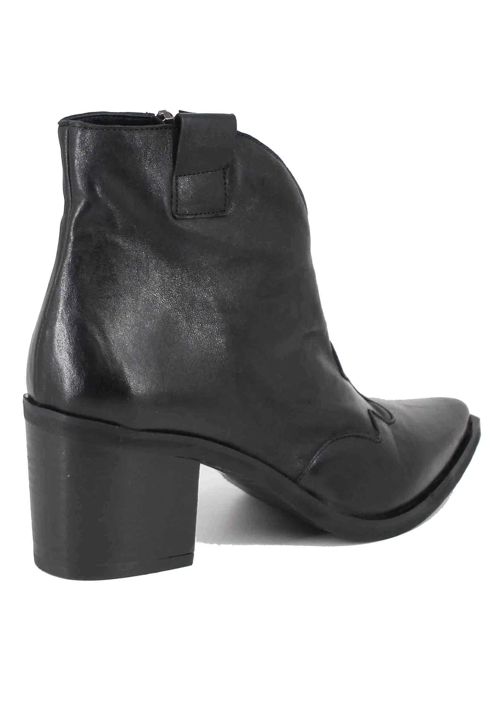 Stivaletti Texani Donna In Pelle Nera Con Punta A Punta*Tattoo Shop