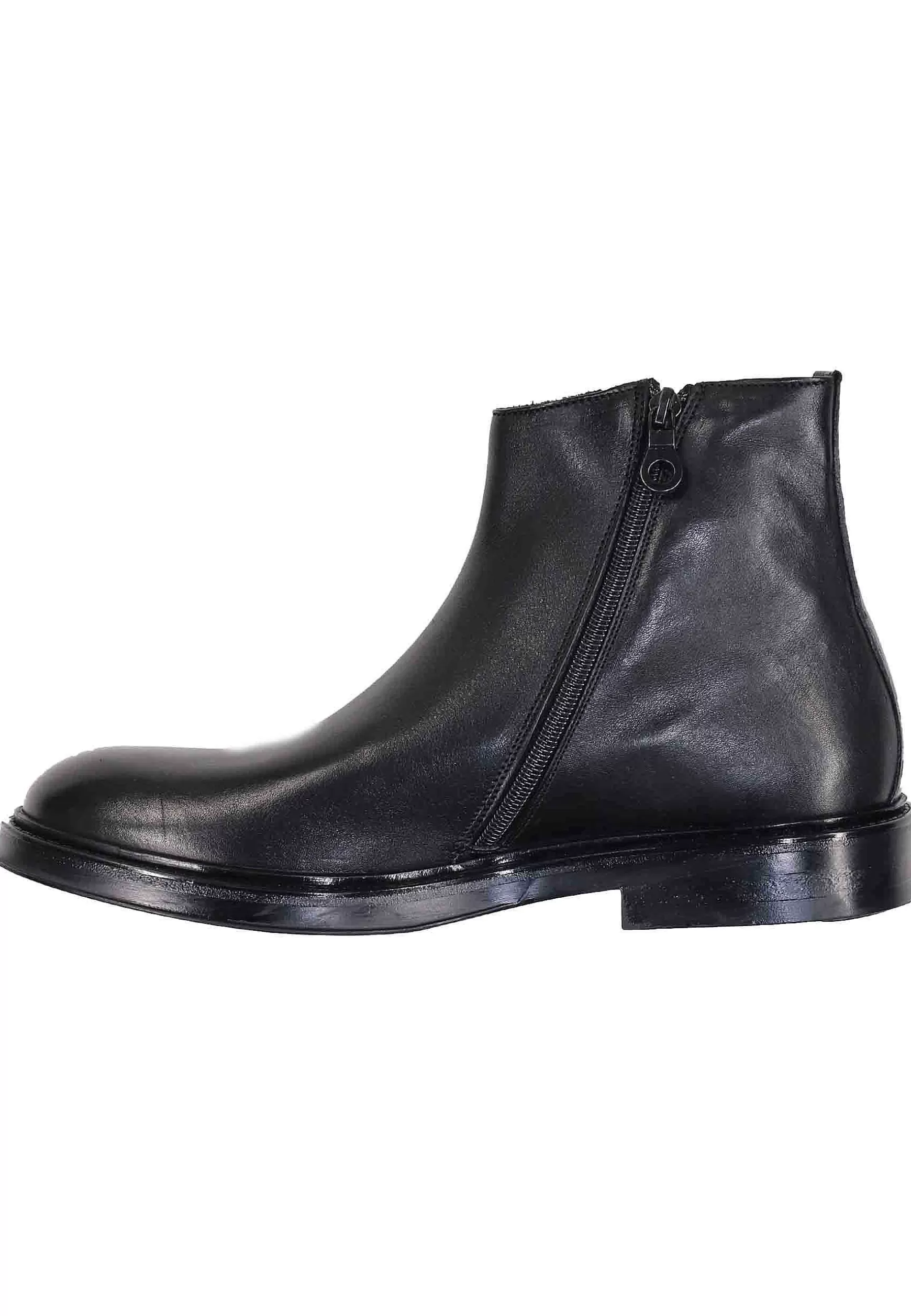 Stivaletti Uomo In Pelle Nera Con Zip Laterale E Suola In Gomma** Flash Sale