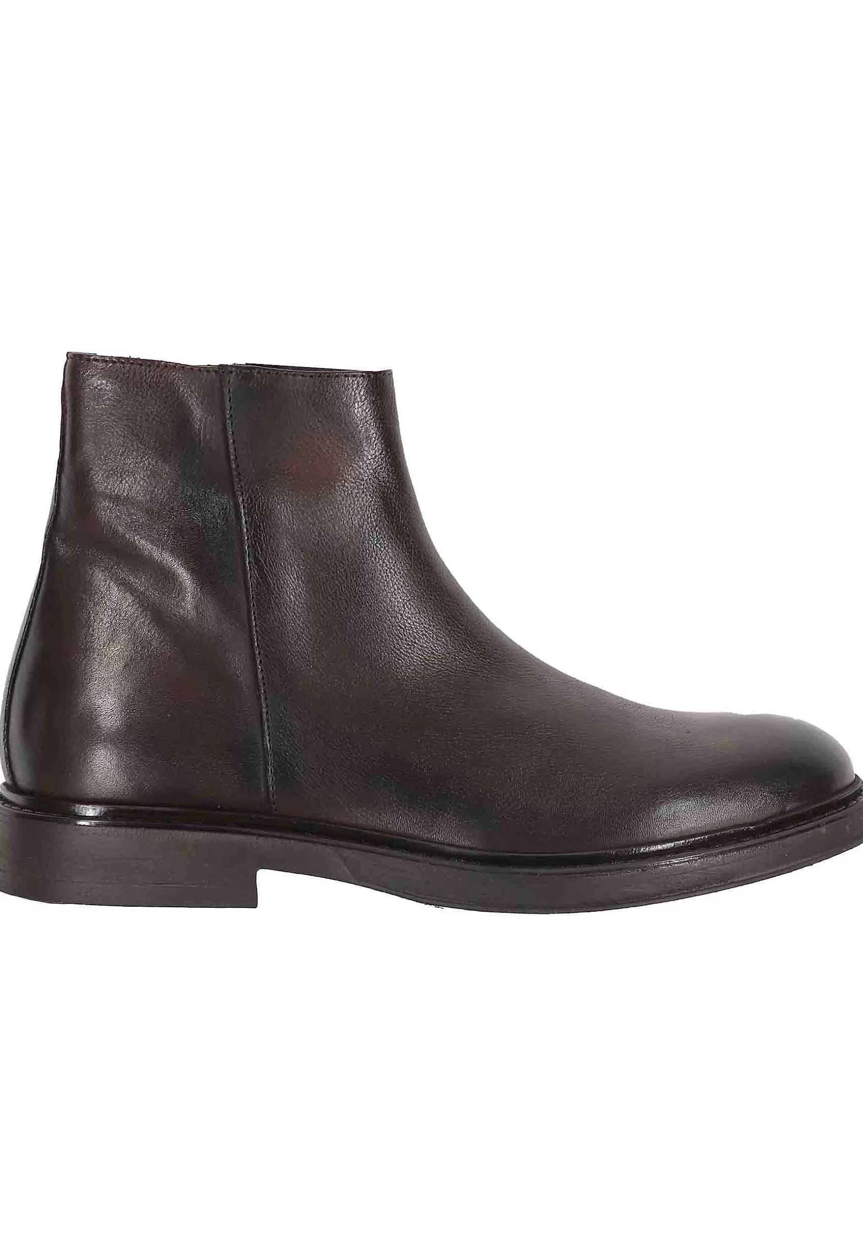 Stivaletti Uomo In Pelle Testa Di Moro Con Zip Laterale E Suola In Gomma** Best