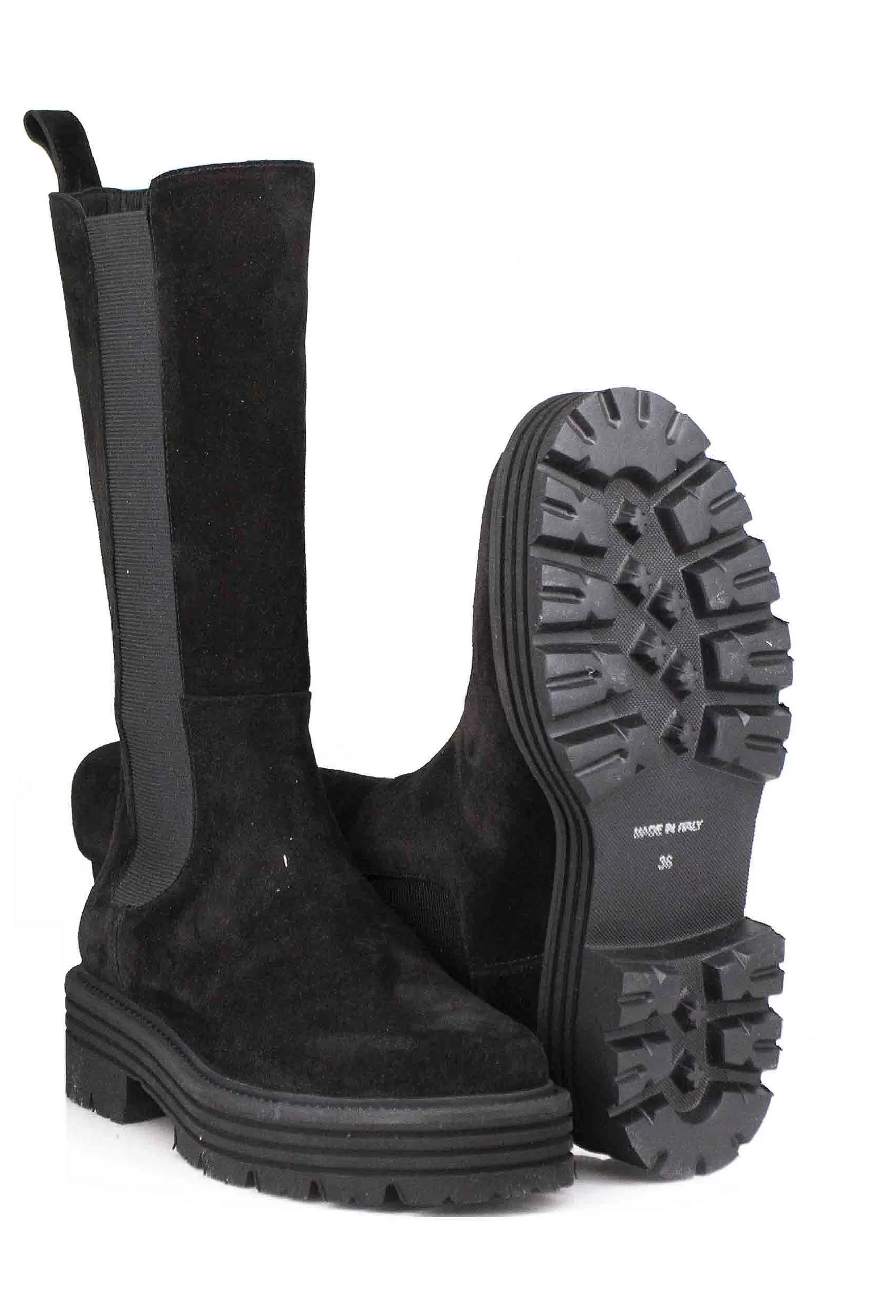 Stivali Beatles Donna In Camoscio Nero Con Punta Tonda E Suola In Gomma Ultra Light** Best