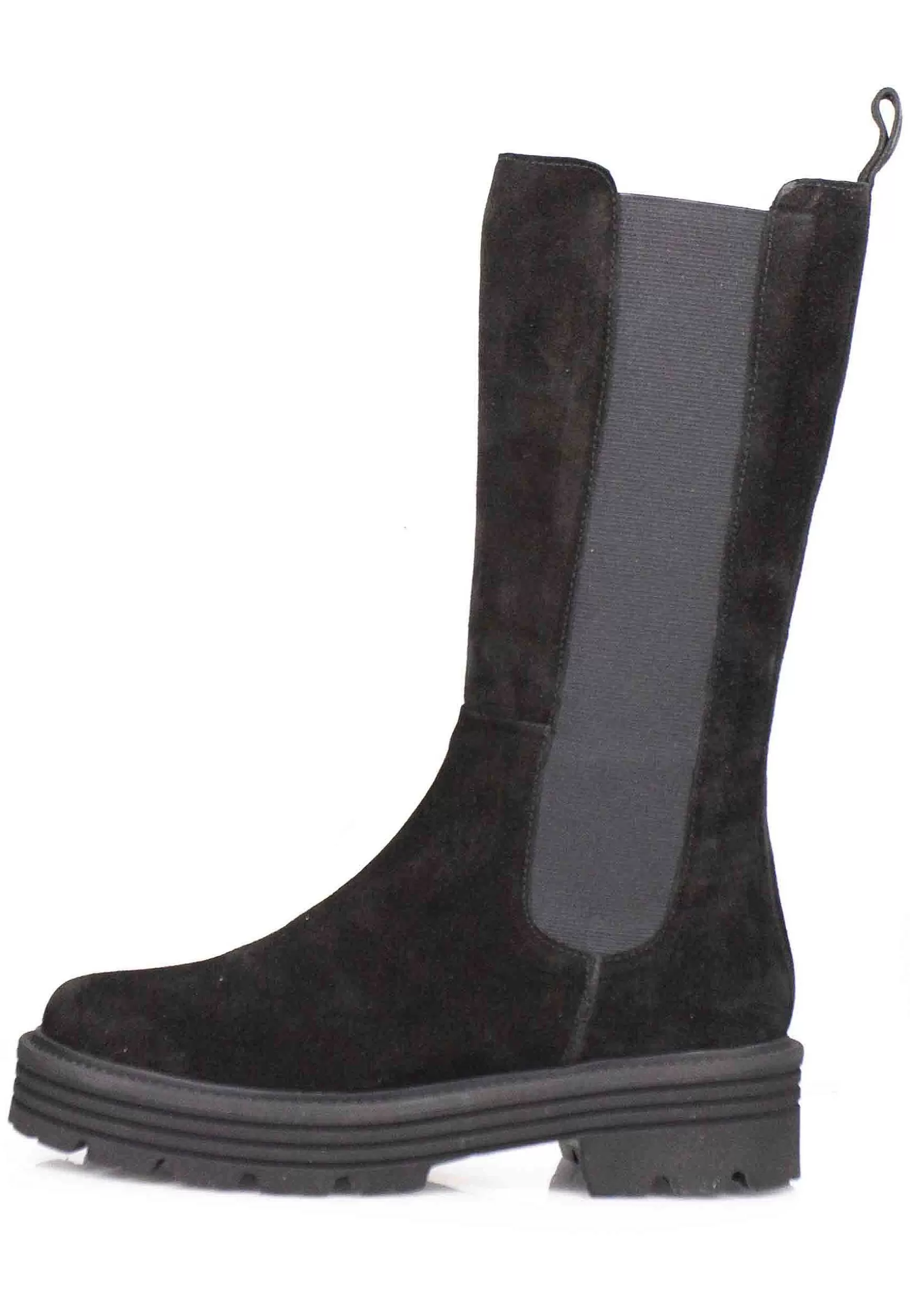 Stivali Beatles Donna In Camoscio Nero Con Punta Tonda E Suola In Gomma Ultra Light** Best