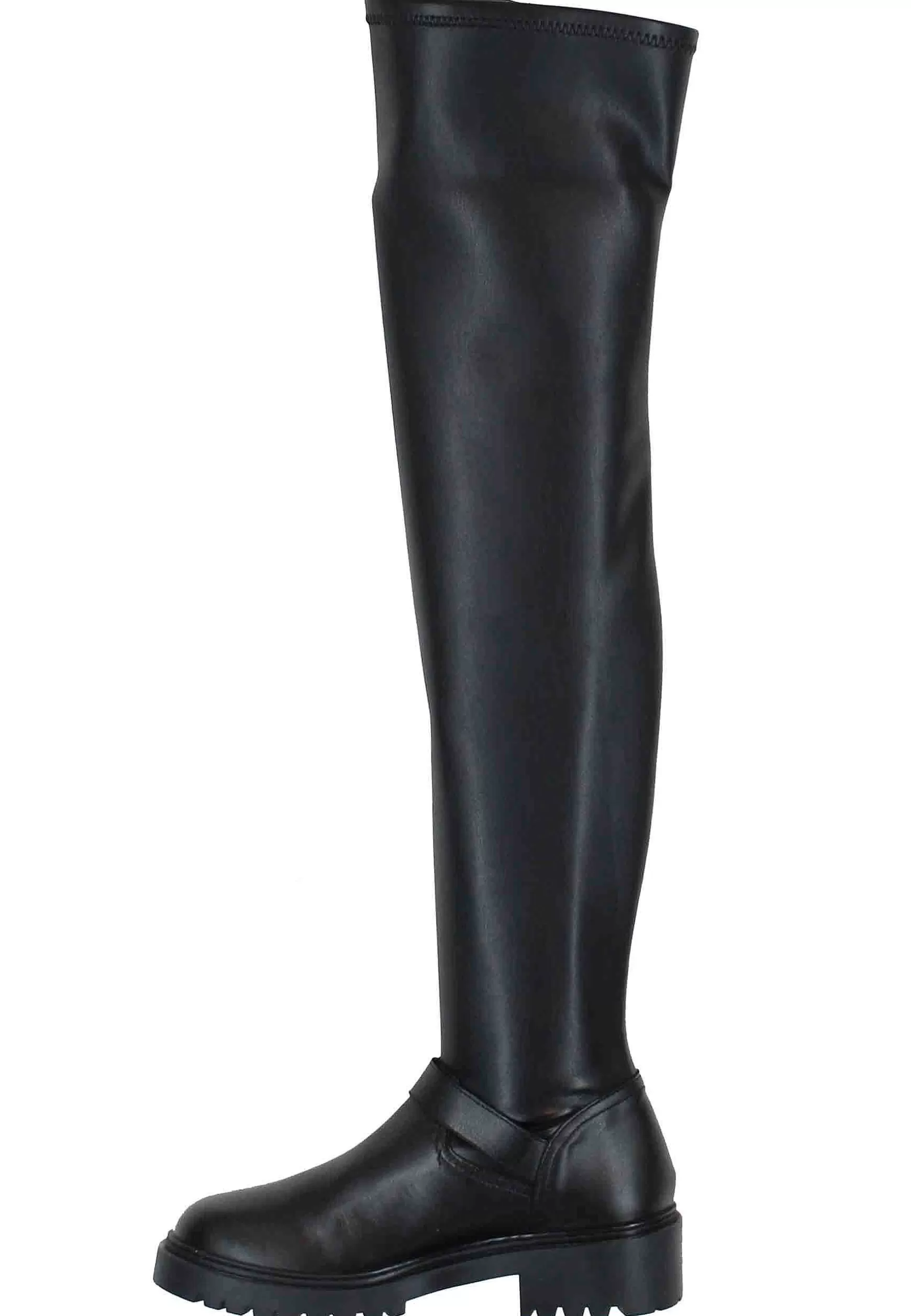 Stivali Con Gambale Alto Donna In Pelle Nera E Suola Carrarmato*Unisa Best Sale