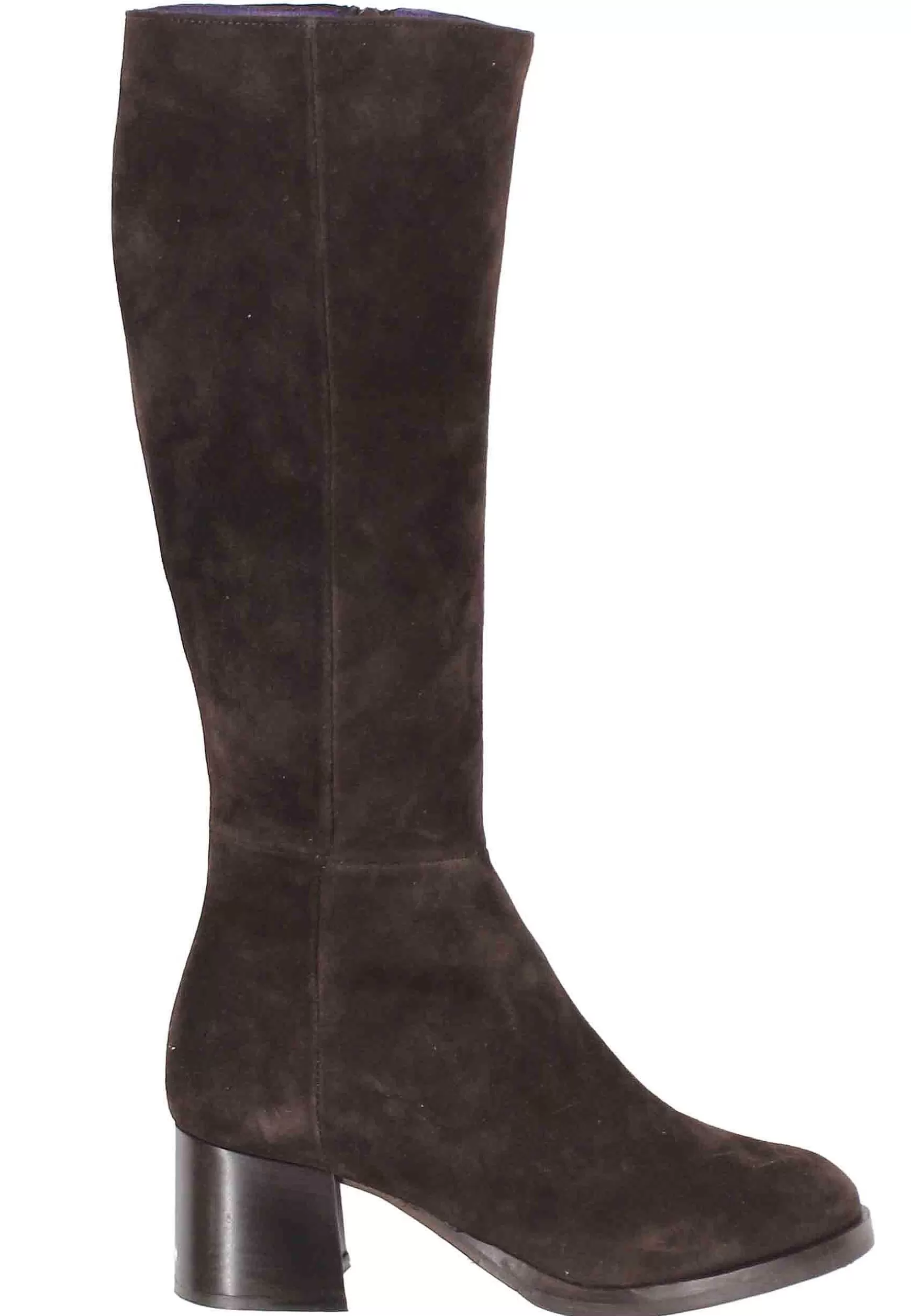 Stivai Donna In Camoscio Testa Di Moro Con Tacco Basso*L New