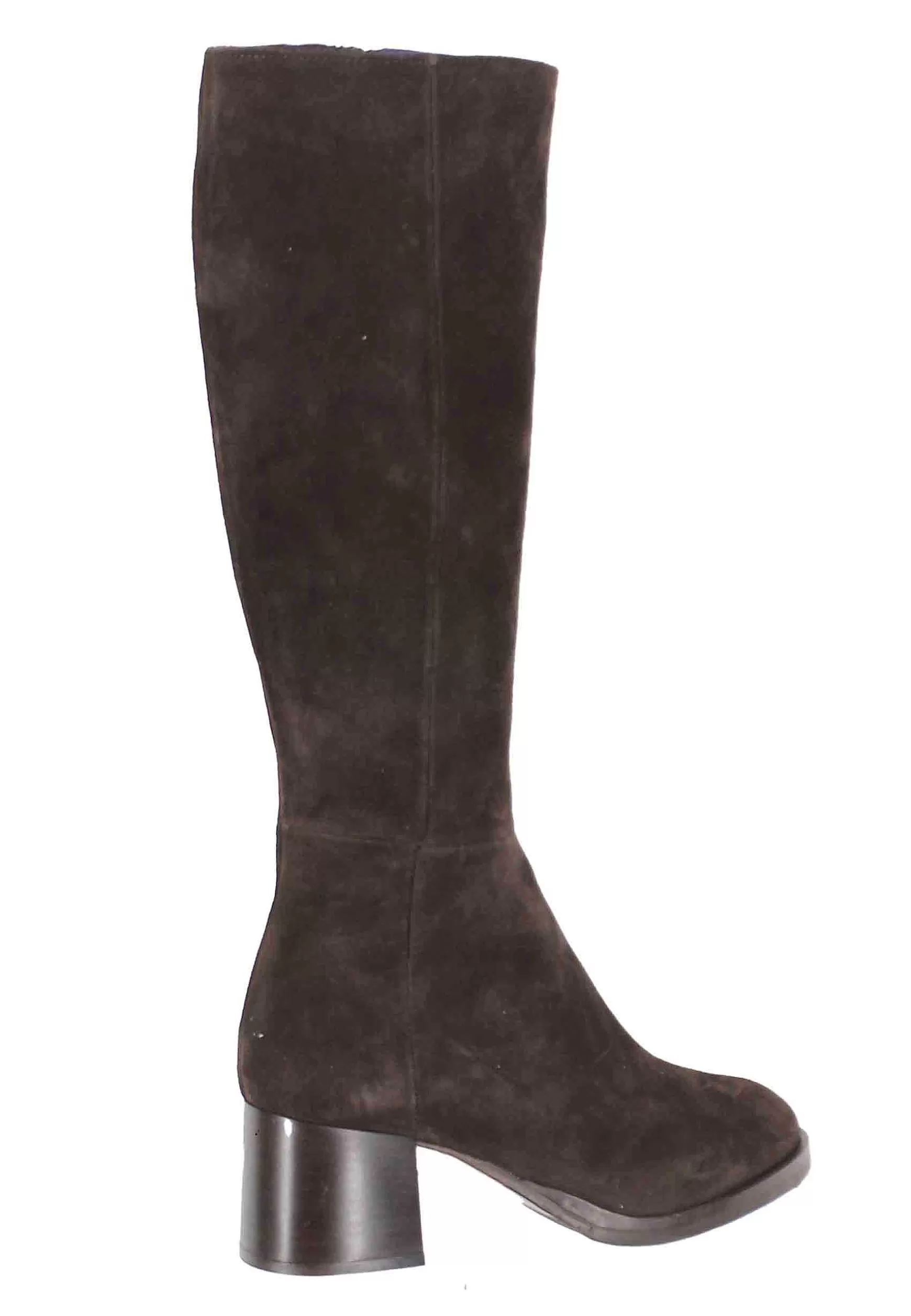 Stivai Donna In Camoscio Testa Di Moro Con Tacco Basso*L New