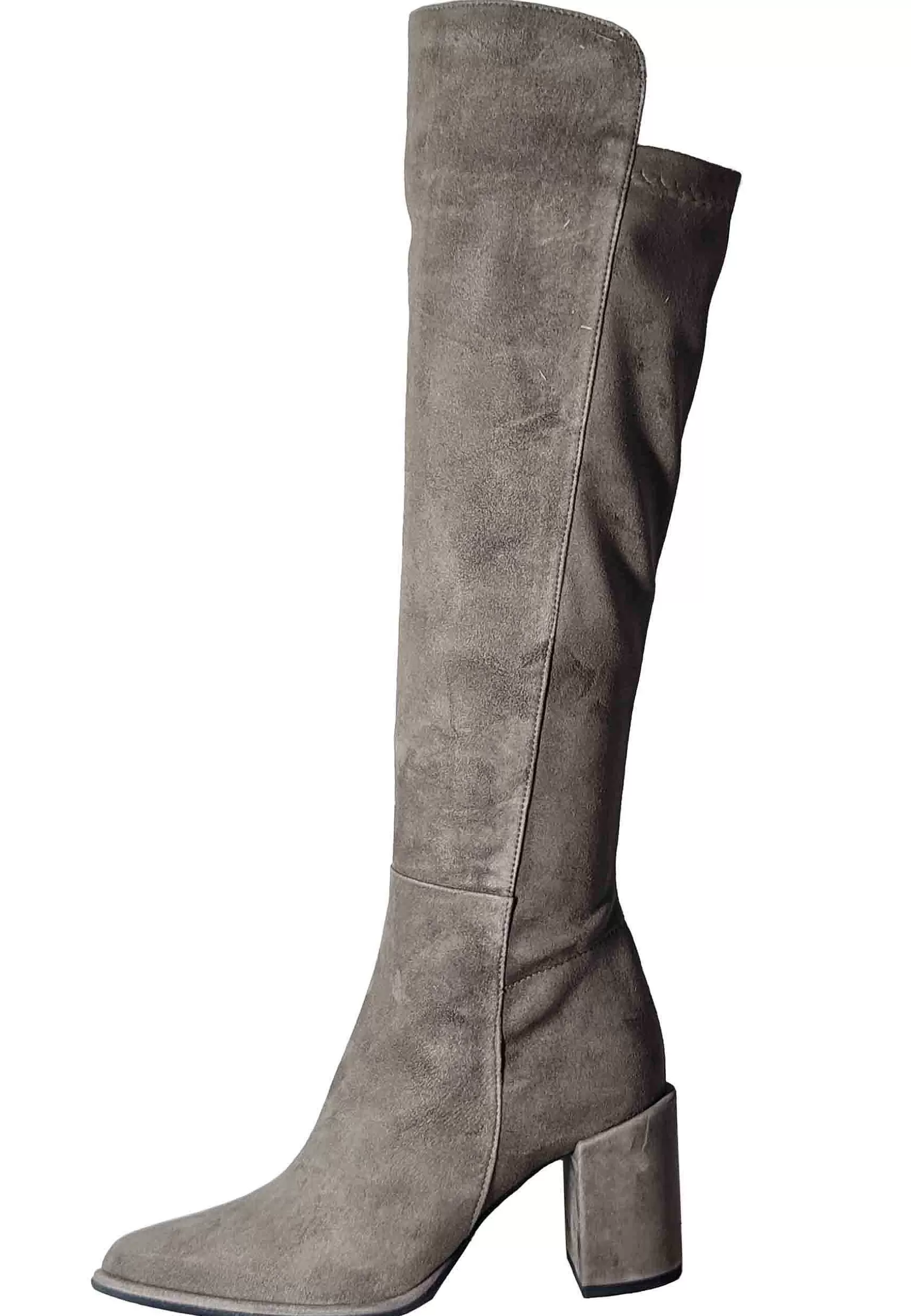 Stivali Donna In Pelle E Tessuto Taupe Con Tacco Alto** Online
