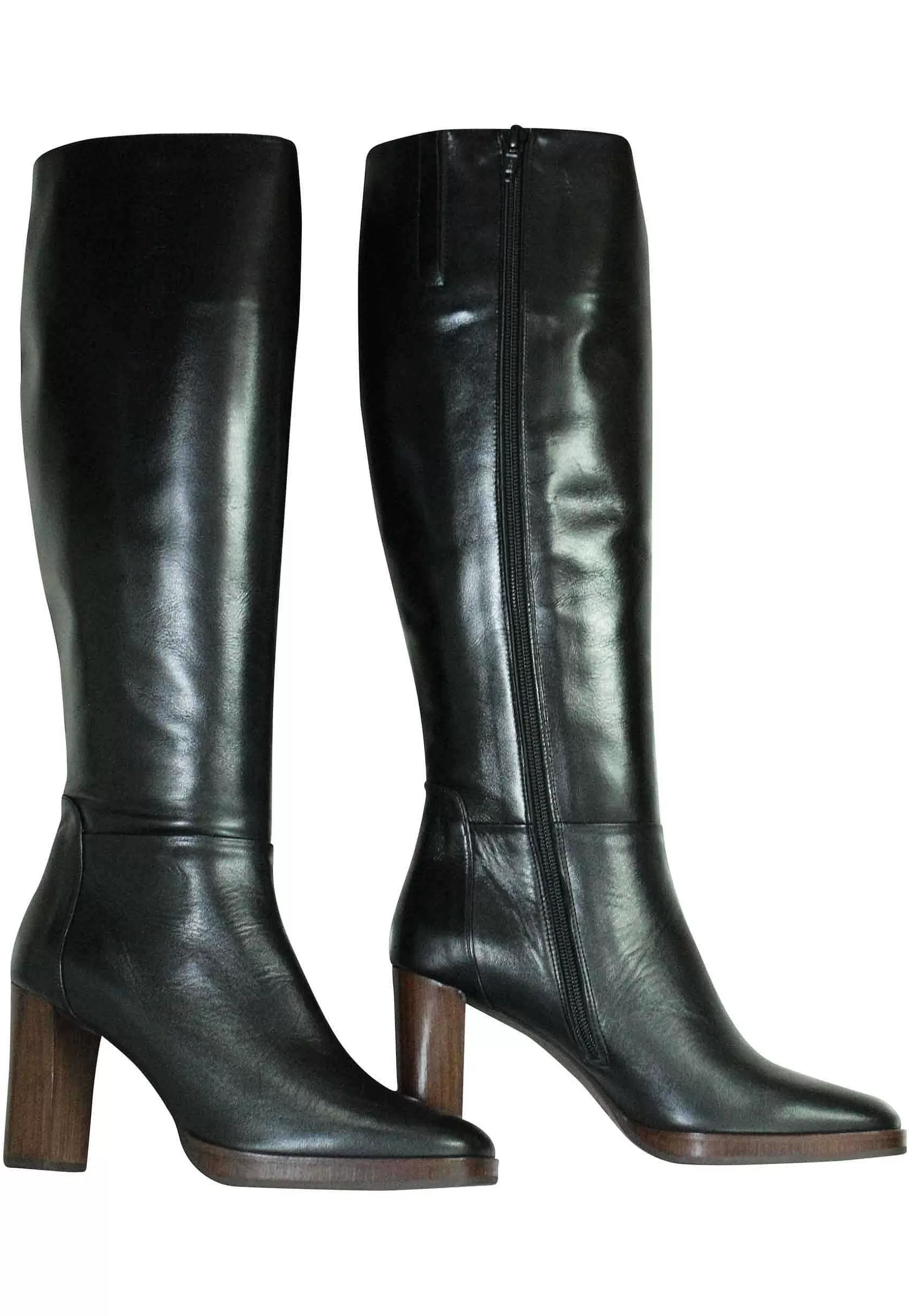 Stivali Donna In Pelle Nera Con Tacco Alto E Plateau*Zinda Hot