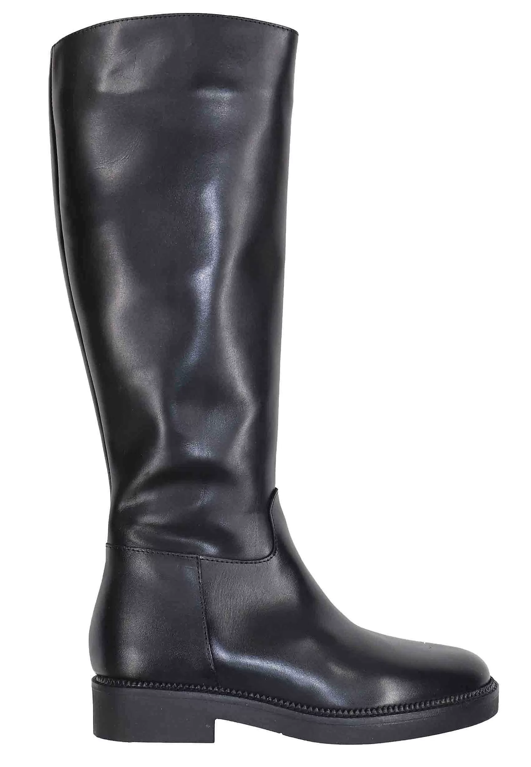 Stivali Donna In Pelle Nera Con Tacco Basso E Punta Tonda** Best