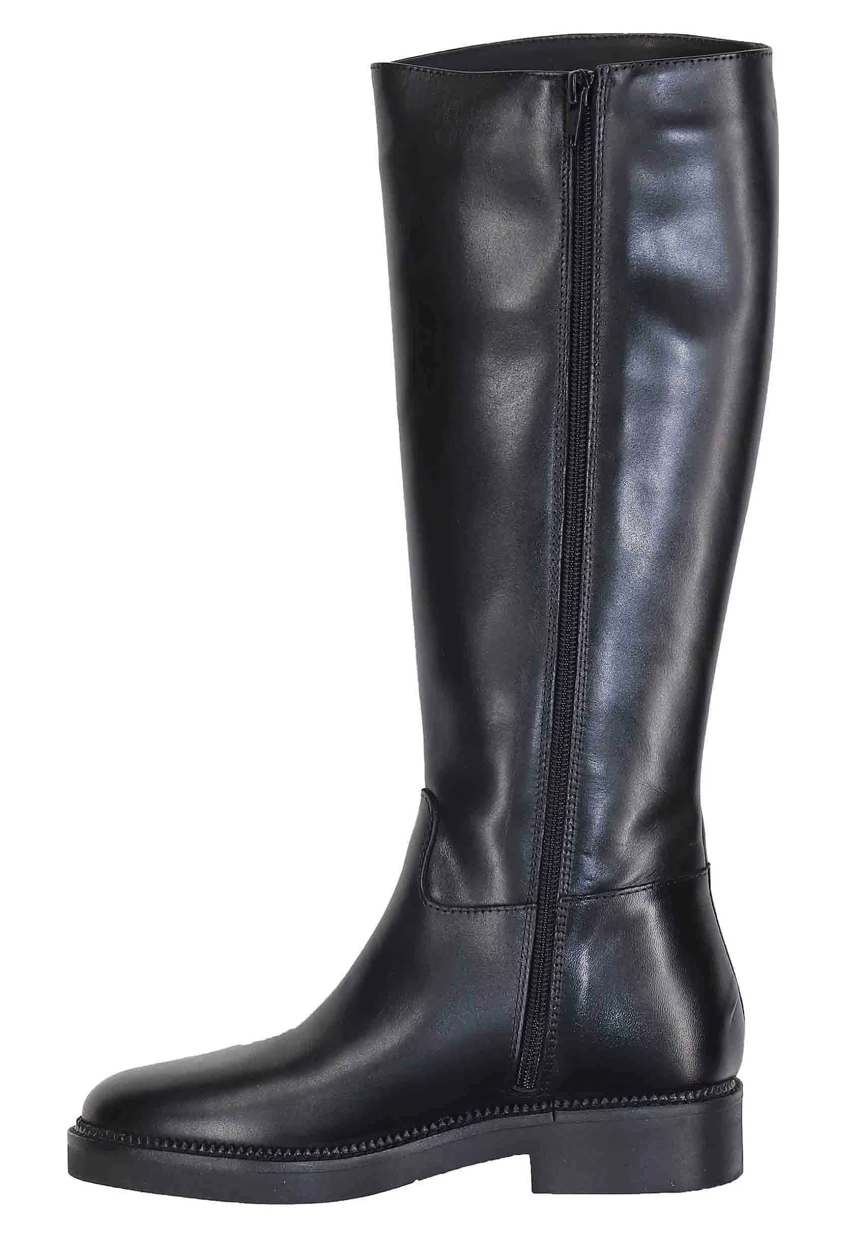 Stivali Donna In Pelle Nera Con Tacco Basso E Punta Tonda** Best